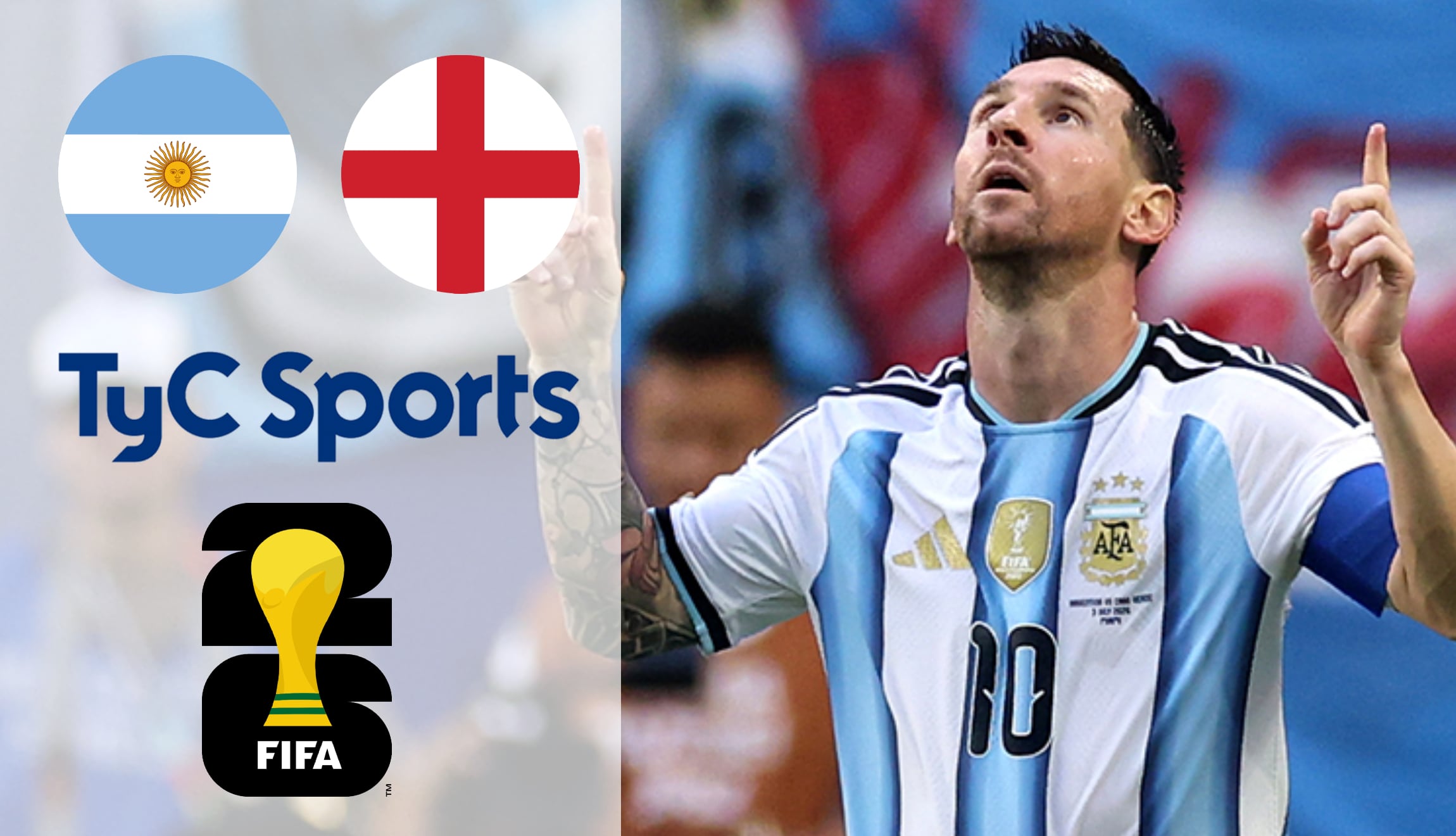 Señal de TyC Sports EN VIVO para ver Argentina vs. Inglaterra en TV Abierta, este miércoles 15 de julio, por la semifinal del Mundial 2026. (Foto: Imagen creada por Gestión Mix / @argentina)
