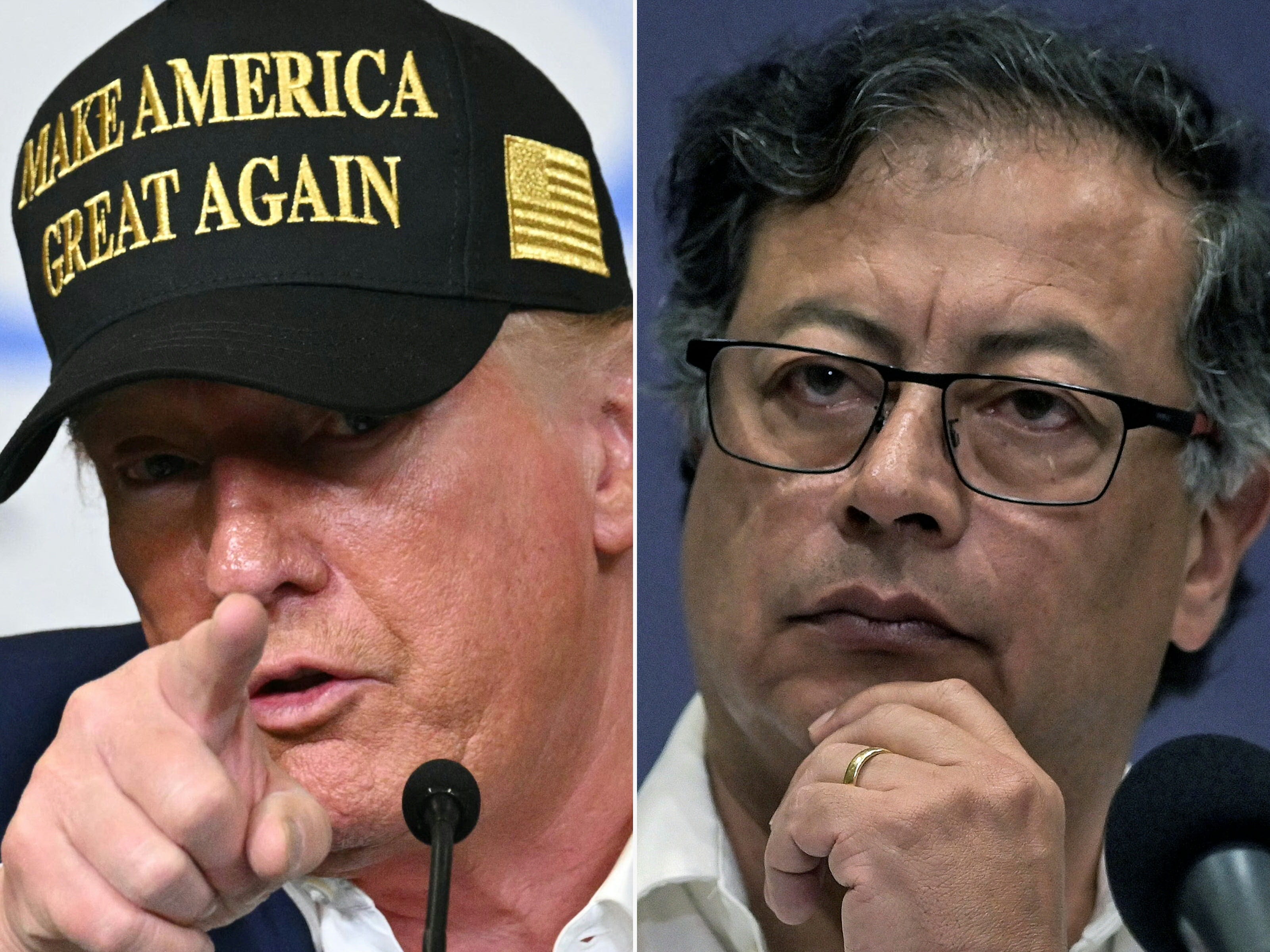El presidente de Estados Unidos, Donald Trump (izq); y su par de Colombia, Gustavo Petro, llevan varios meses en una guerra verbal. Foto: Mandel NGAN y Joaquín SARMIENTO / AFP