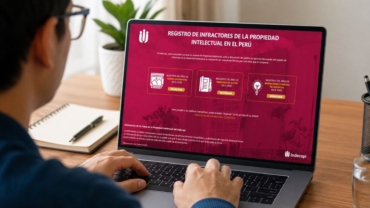 La nueva plataforma del Indecopi permite consultar multas firmes por infracciones de propiedad intelectual. Foto: Indecopi.