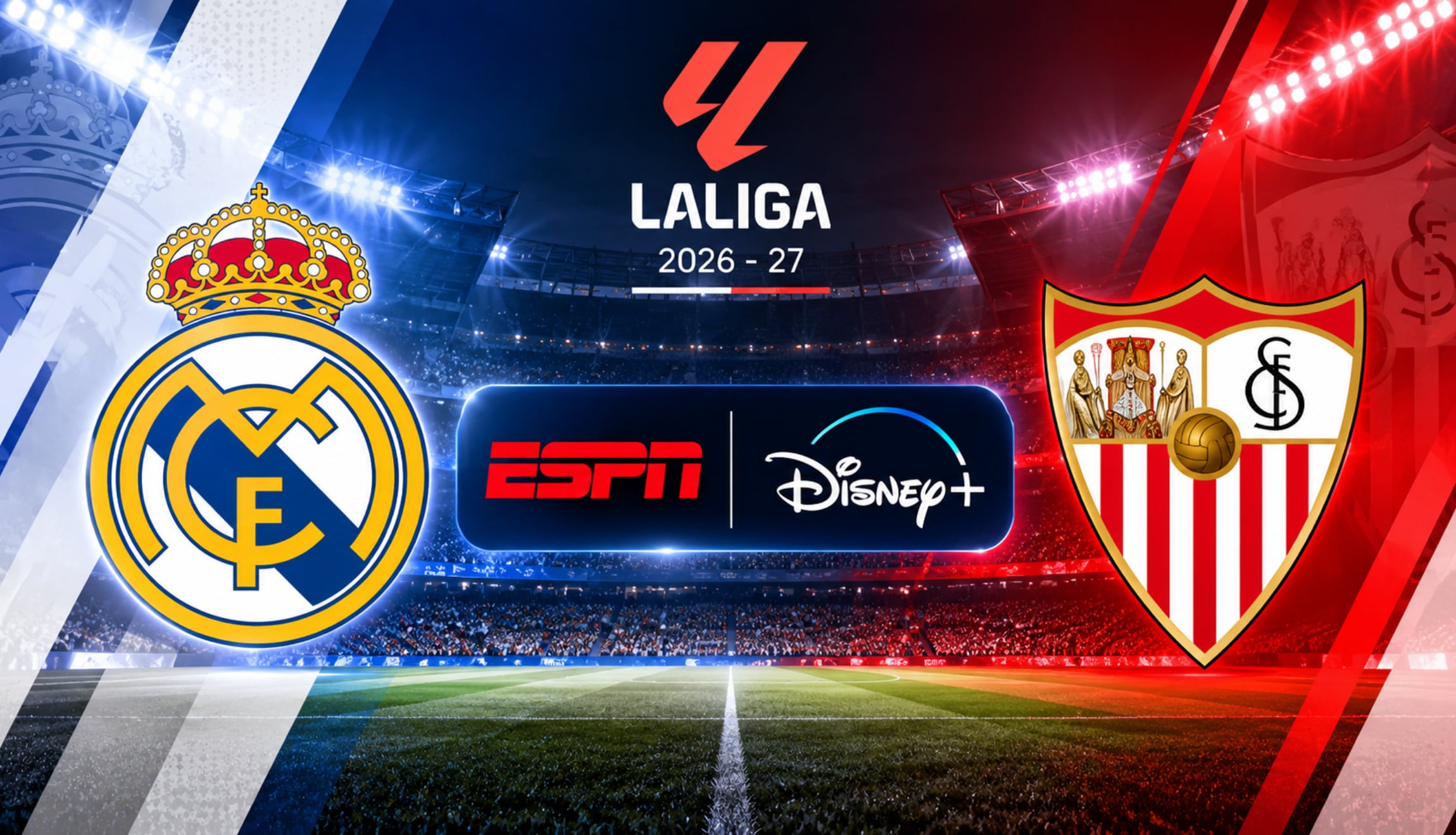 Mira la señal de ESPN y Disney Plus, este domingo 18 de octubre, para seguir el juego de Real Madrid vs. Sevilla en vivo y en directo, desde el Santiago Bernabéu. (Foto: Imagen creada por Gestión MIX utilizando la IA de Chat GPT)