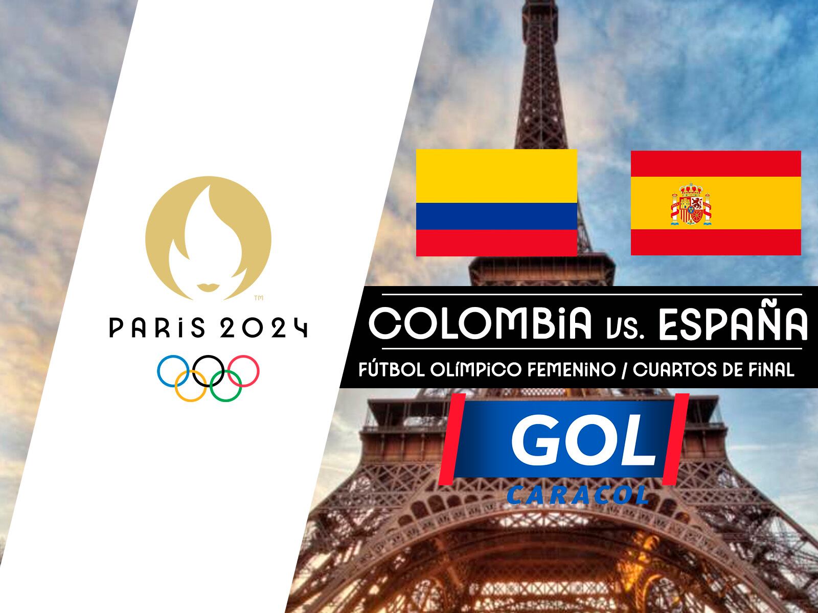 Sigue la transmisión oficial del Colombia vs. España por TV y Online vía Gol Caracol TV EN VIVO. Juegan por los cuartos de final del fútbol femenino de los Juegos Olímpicos 2024. | Composición: Héctor Honores