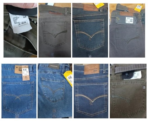 Diseños de pantalones hallados en locales de Manufacturas San Isidro. (Fuente: Indecopi)