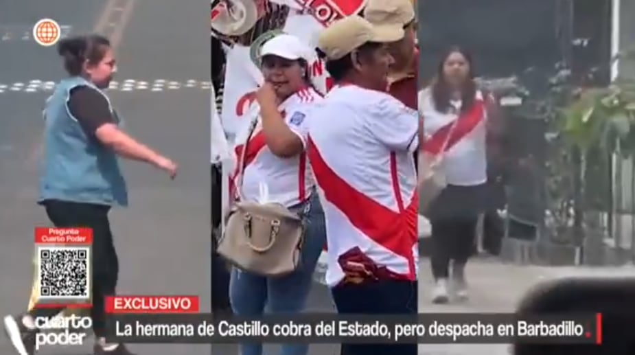 Hermana de Pedro Castillo cobra un sueldo de 4 mil soles, pero ha sido vista en más de una oportunidad en protestas fuera de Barbadillo. Foto: Captura Cuarto Poder.