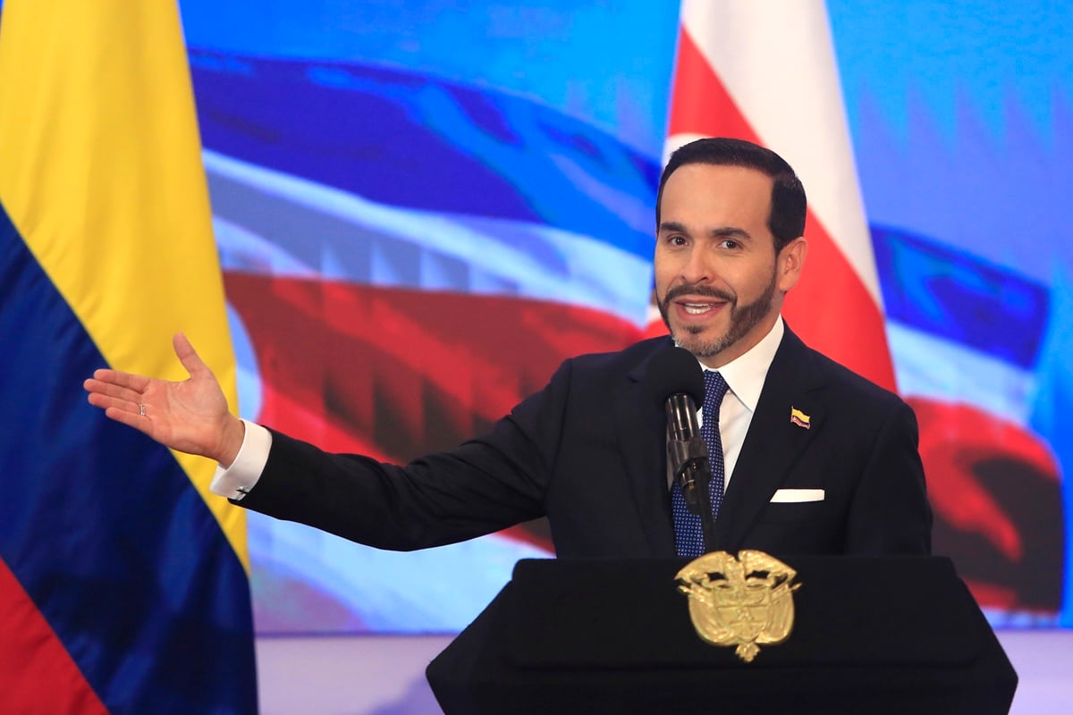 El presidente de Colombia, Abelardo de la Espriella, habla durante una declaración en Barranquilla, Colombia, el 22 de septiembre de 2026. (Ricardo Maldonado Rozo / EFE)
