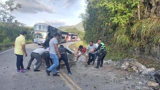 Caída de rocas interrumpe carreteras Fernando Belaunde Terry, Jaén-San Ignacio y Tarapoto-Yurimaguas tras sismo en Amazonas