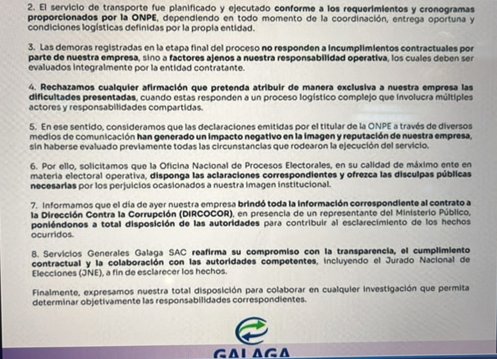 Galaga sobre la falta de material electoral. (Fuente: Canal N)