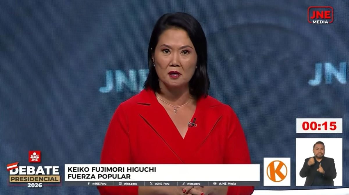 Keiko Fujimori expuso sus propuestas en educación durante la quinta fecha del debate presidencial organizado por el Jurado Nacional de Elecciones. Foto: Captura JNE.