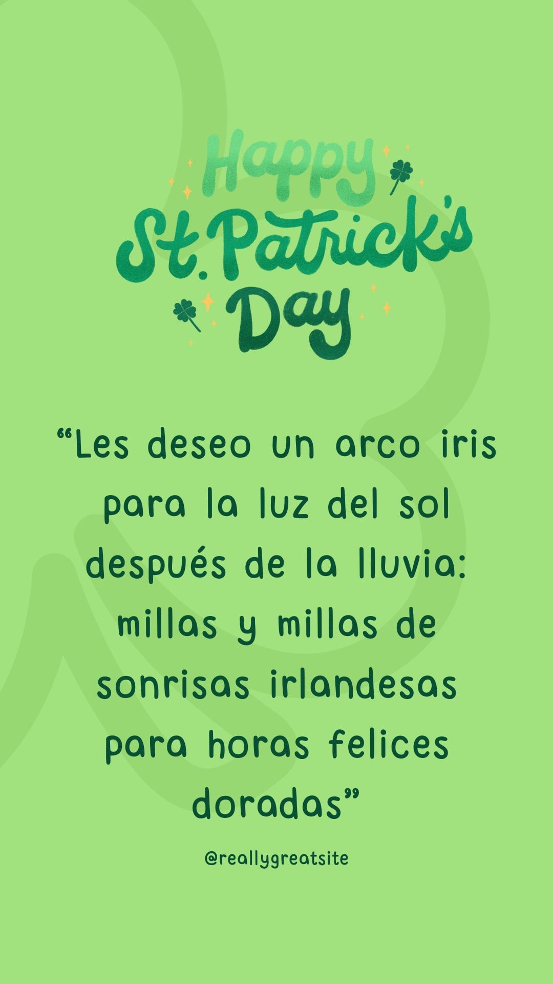 “Les deseo un arco iris para la luz del sol después de la lluvia: millas y millas de sonrisas irlandesas para horas felices doradas”, frase por el Día de San Patricio para compartir en WhatsApp este domingo 17 de marzo de 2024. (Foto: Canva.com)