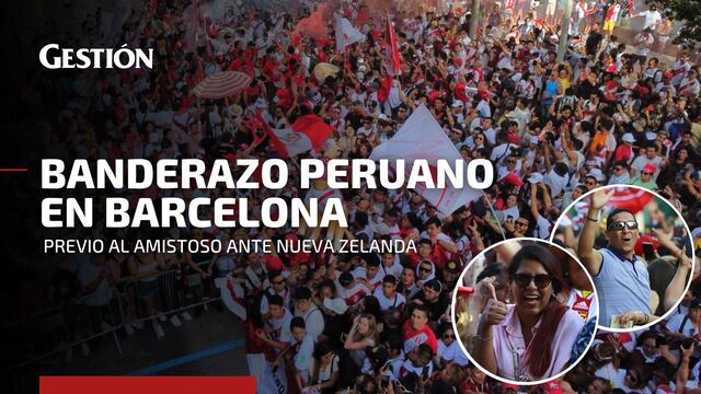 Selección peruana: hinchas de la ‘blanquirroja’ realizaron emotivo banderazo en Barcelona