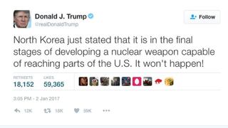 Trump asegura que ningún misil norcoreano alcanzará EE.UU.