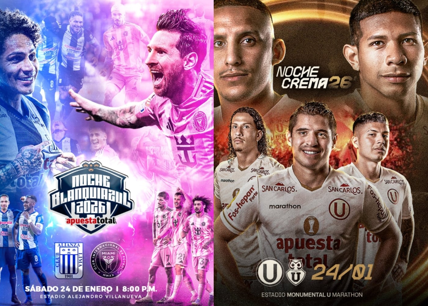 Alianza Lima y Universitario se disputan el 24 de enero como fecha para sus partidos de estreno en Lima. Foto: Composición/Difusión