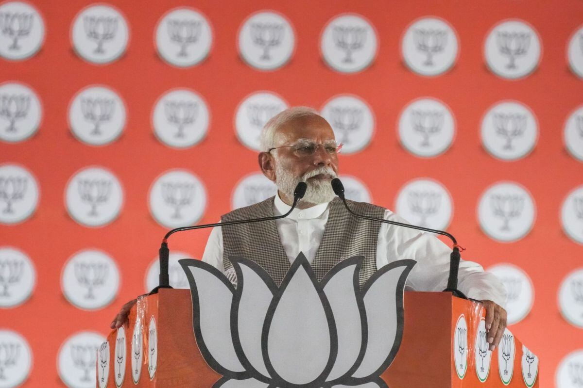 Narendra Modi, primer ministro de la India, durante un mitin de campaña en Delhi, India, el sábado 18 de mayo de 2024. Fotógrafo: Anindito Mukherjee/Bloomberg