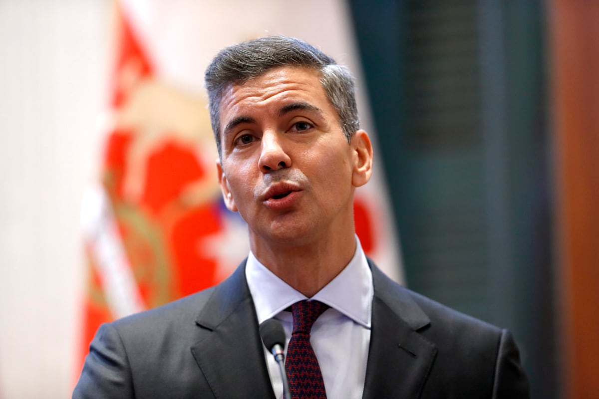 El presidente de Paraguay, Santiago Peña, habla durante una declaración en Asunción, Paraguay, el 1 de julio de 2026. (Juan Pablo Pino / EFE)