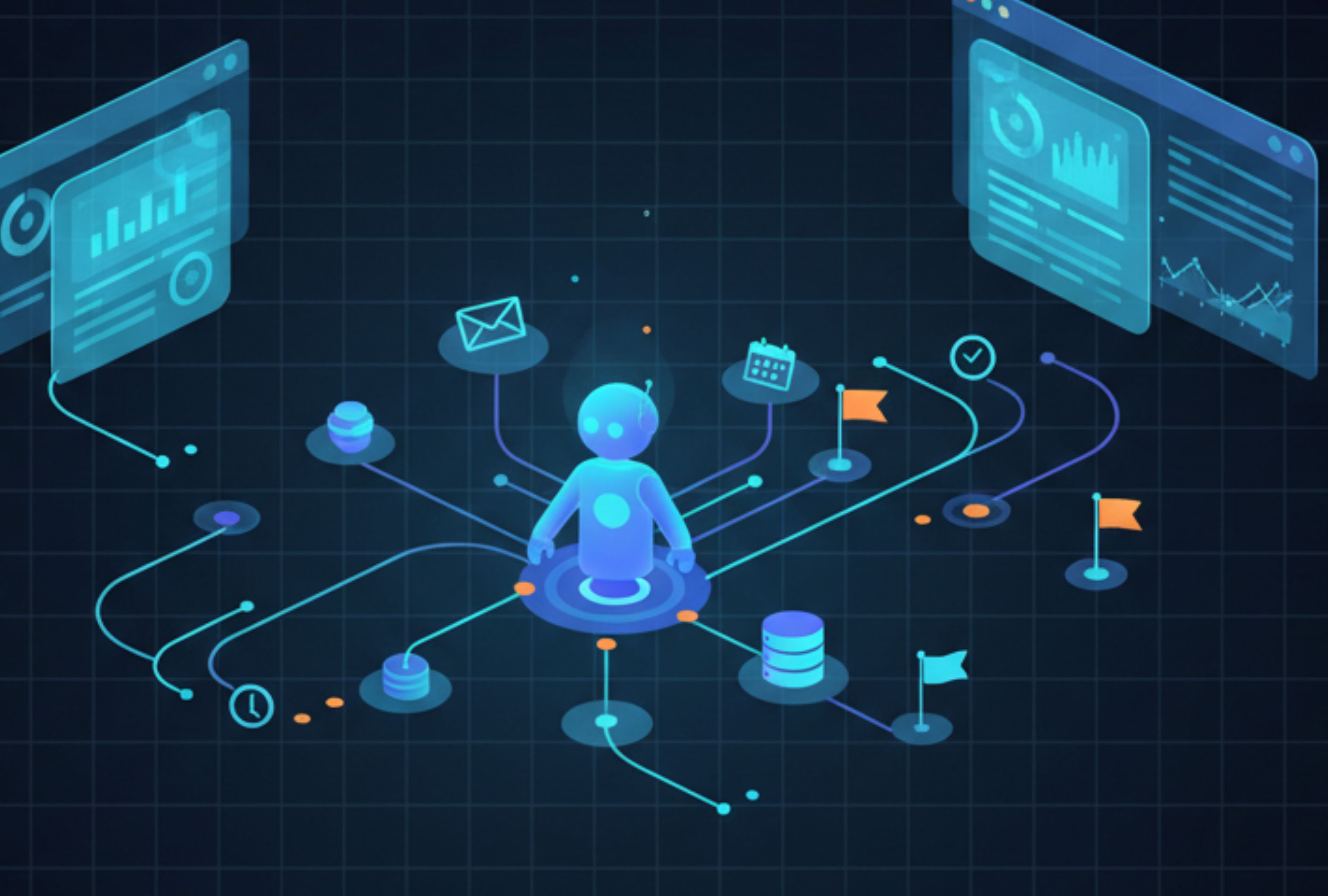Las empresas están a punto de dejar atrás la era del "copiloto" de la IA, según Softtek, que prevé un cambio radical hacia agentes autónomos en 2026, capaces de gestionar procesos complejos y redefinir el futuro del trabajo. (Imagen referencial creada por GESTIÓN MIX usando la IA de "Perplexity")