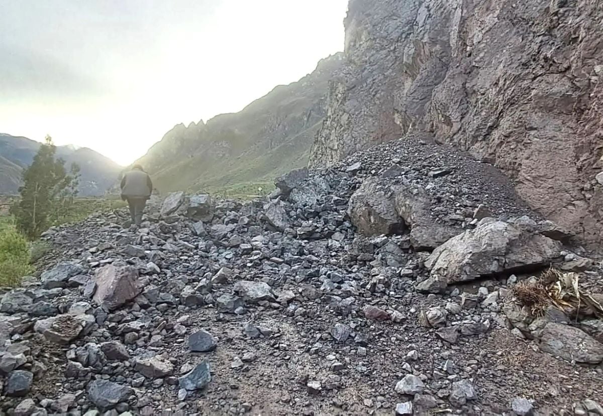 Derrumbes causados por lluvias intensas afectan infraestructura vial en La Unión, Arequipa. Foto: Andina.