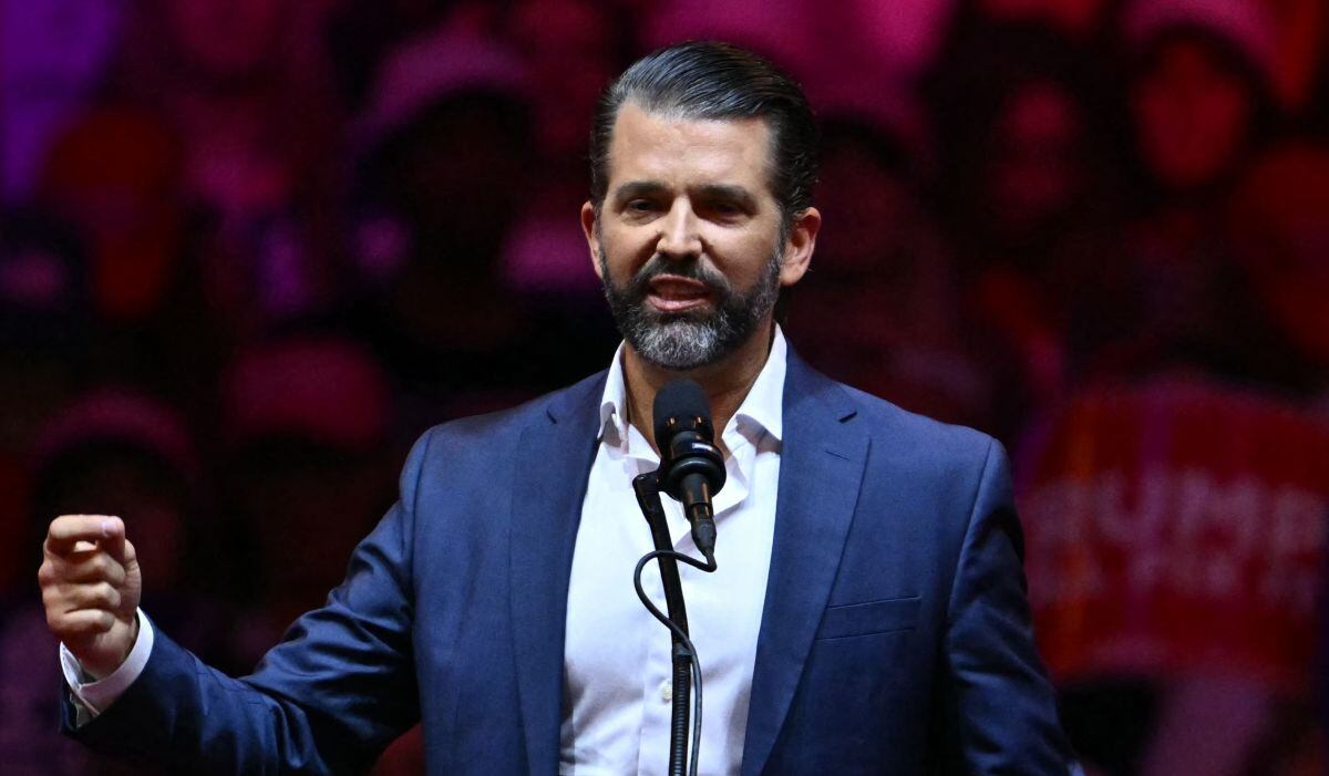Cuando Donald Trump Jr. habló en un mitin de campaña de Donald Trump en el Madison Square Garden de Nueva York el 27 de octubre de 2024 (Foto: Angela Weiss / AFP)