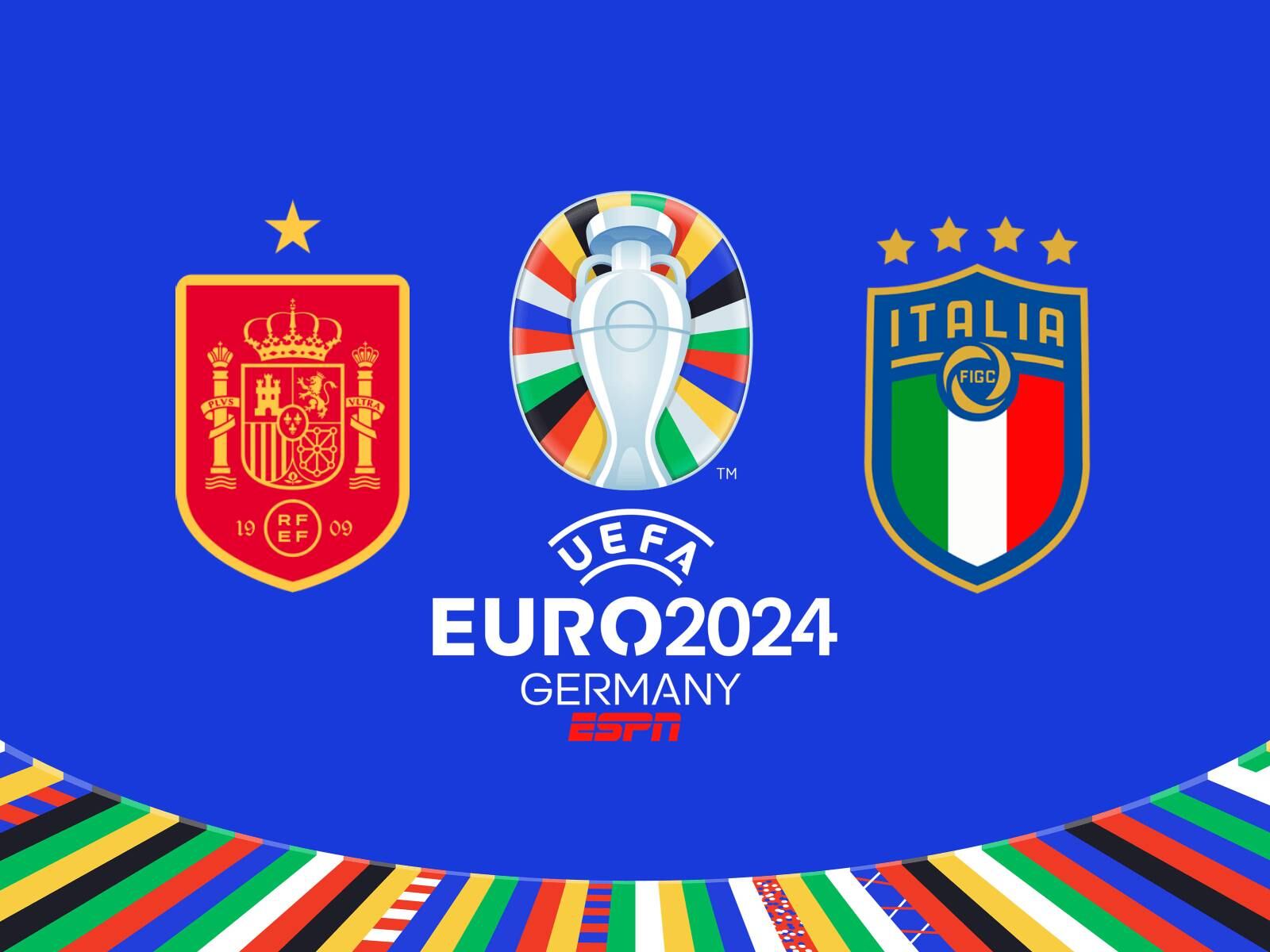 Señal oficial de ESPN Latinoamérica para poder ver el partido España vs. Italia por la fecha 2 del grupo B de la Eurocopa 2024 desde el estadio Veltins-Arena de Gelsenkirchen, Alemania. (Foto: Composición)