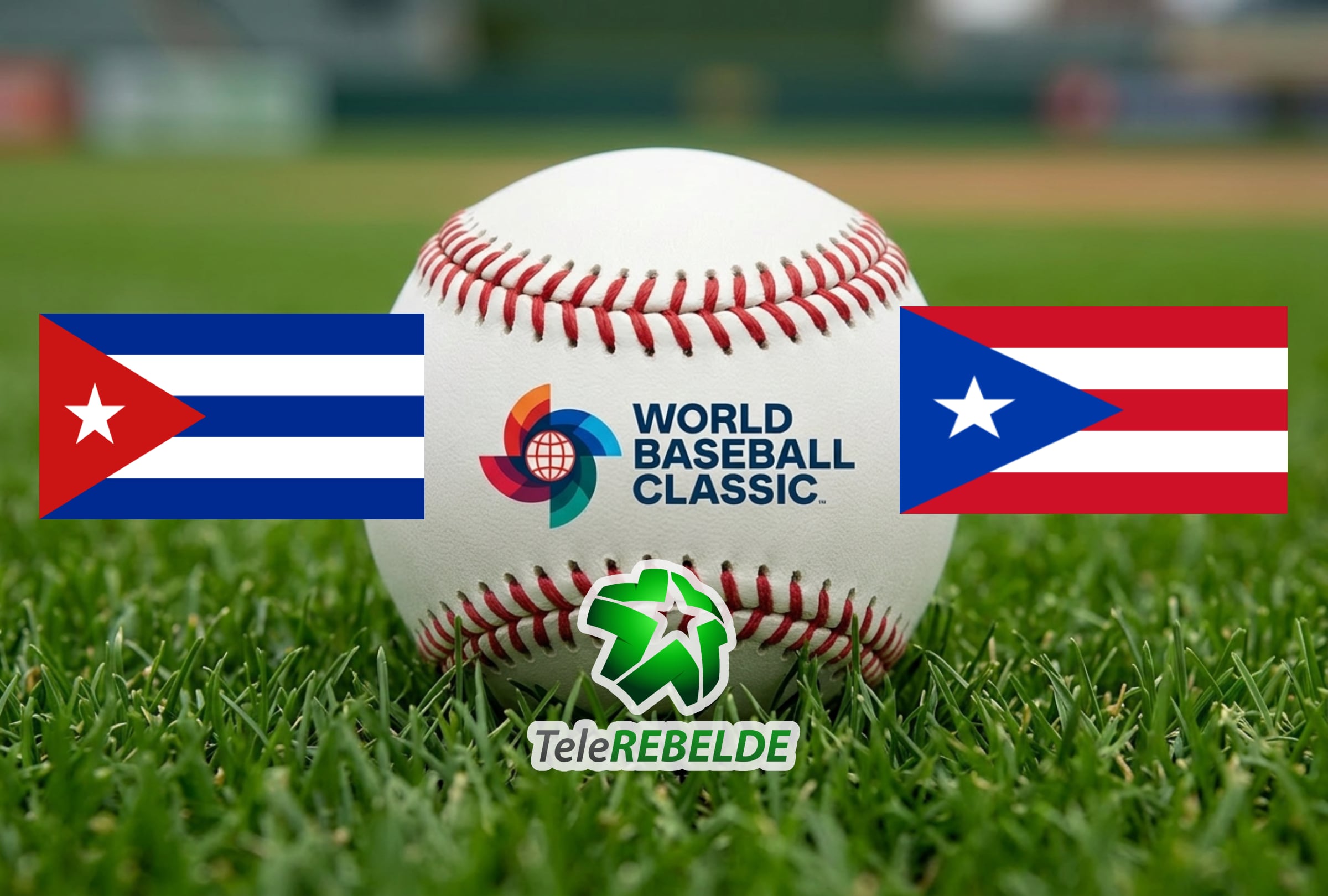 SAN JUAN (PUERTO RICO), 09/03/2026.- Cobertura oficial de Tele Rebelde EN VIVO EN DIRECTO para ver el juego de Cuba vs. Puerto Rico este lunes 9 de marzo por la cuarta entrada del Grupo A en el Clásico Mundial de Béisbol 2026. FOTO DE NOÉ YACTAYO CREADO CON CHATGPT PARA GESTIÓN MIX