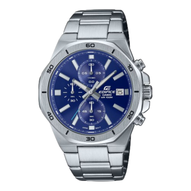 Un cronógrafo deportivo Edifice clásico con marco octogonal y un diseño sólido y resistente. (Foto: Casio)