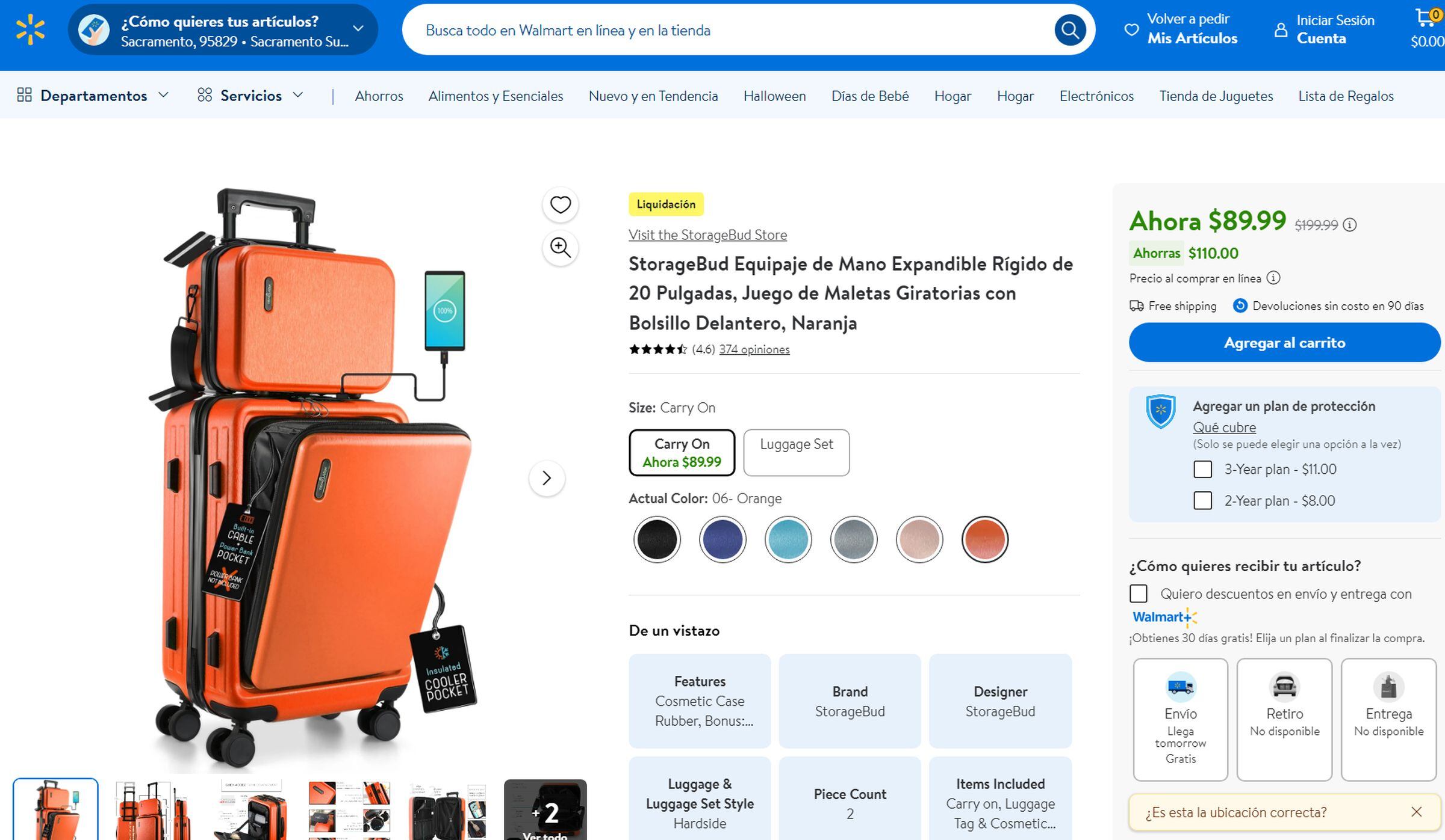 Walmart ofrece duo de maletas a US$90 y cumplen las medidas de las aerolíneas. Incluye envío gratis (Foto: Walmart)