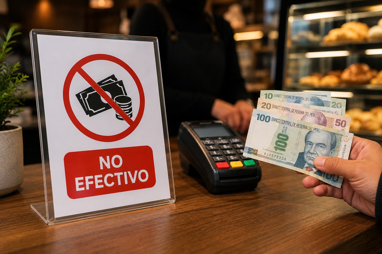 ¿Basta un cartel para no recibir efectivo? El debate detrás de los negocios “cashless” | Foto: Generada con IA - ChatGPT