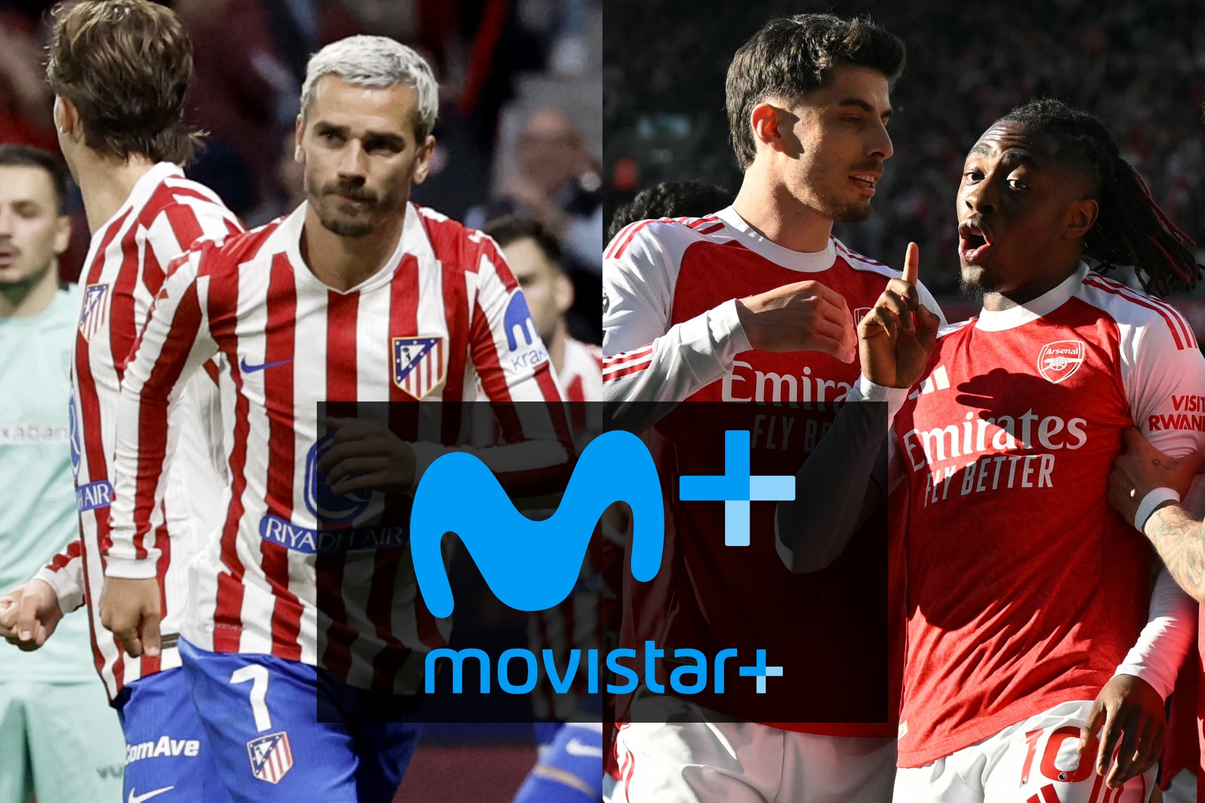 Señal de Movistar Plus para ver la retransmisión de Atlético de Madrid - Arsenal FC en directo, este miércoles 29 de abril, por semifinal ida de Champions League. (Fotos: AFP / Composición MAG)