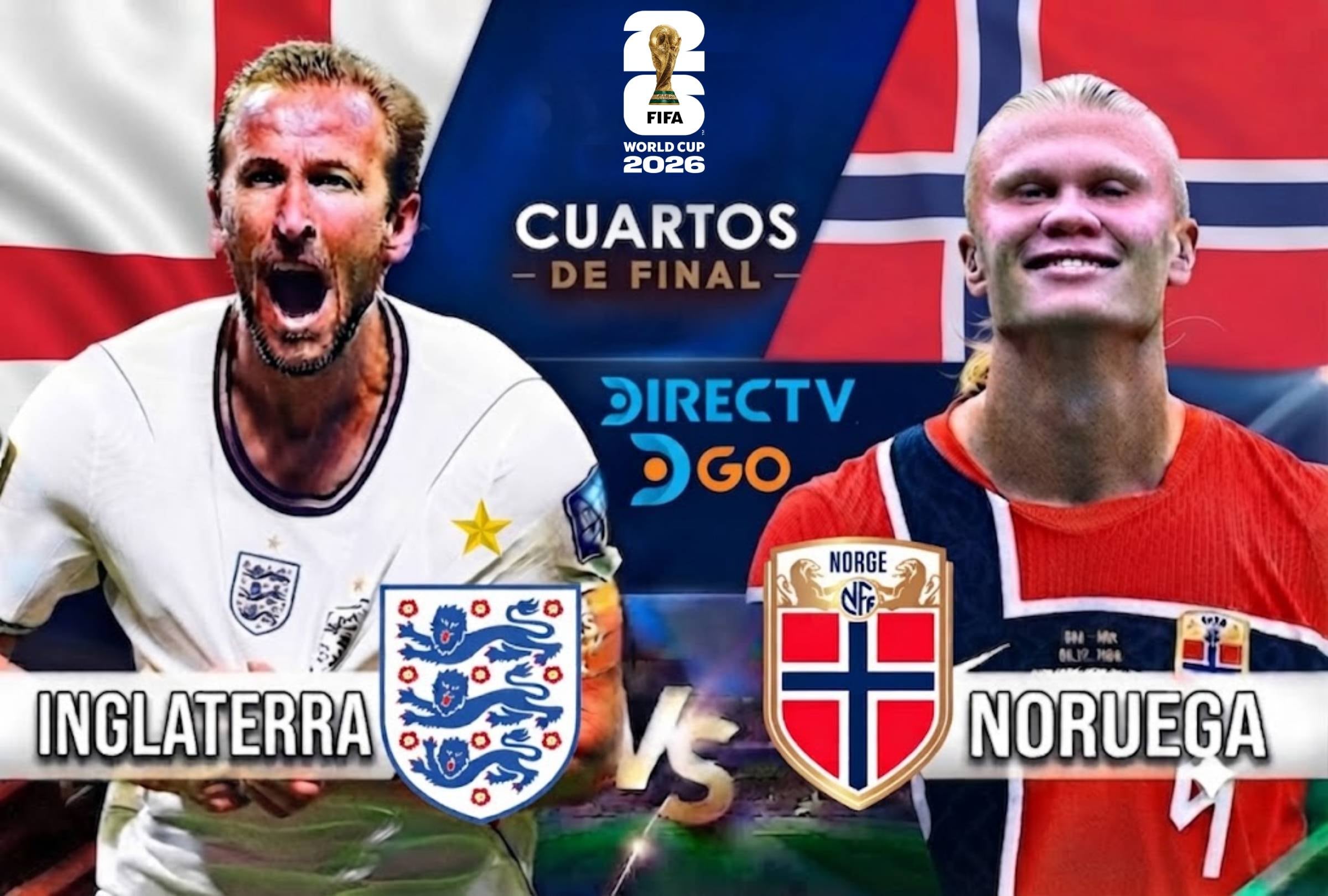 MIAMI, FLORIDA, (ESTADOS UNIDOS), 11/07/2026.- DIRECTV te llevará EN VIVO el partido de Inglaterra vs. Noruega hoy sábado 11 de julio por los cuartos de final del Mundial 2026 desde el Hard Rock Stadium, Miami, Florida, Estados Unidos. Foto: Imagen creada por Gemini.
