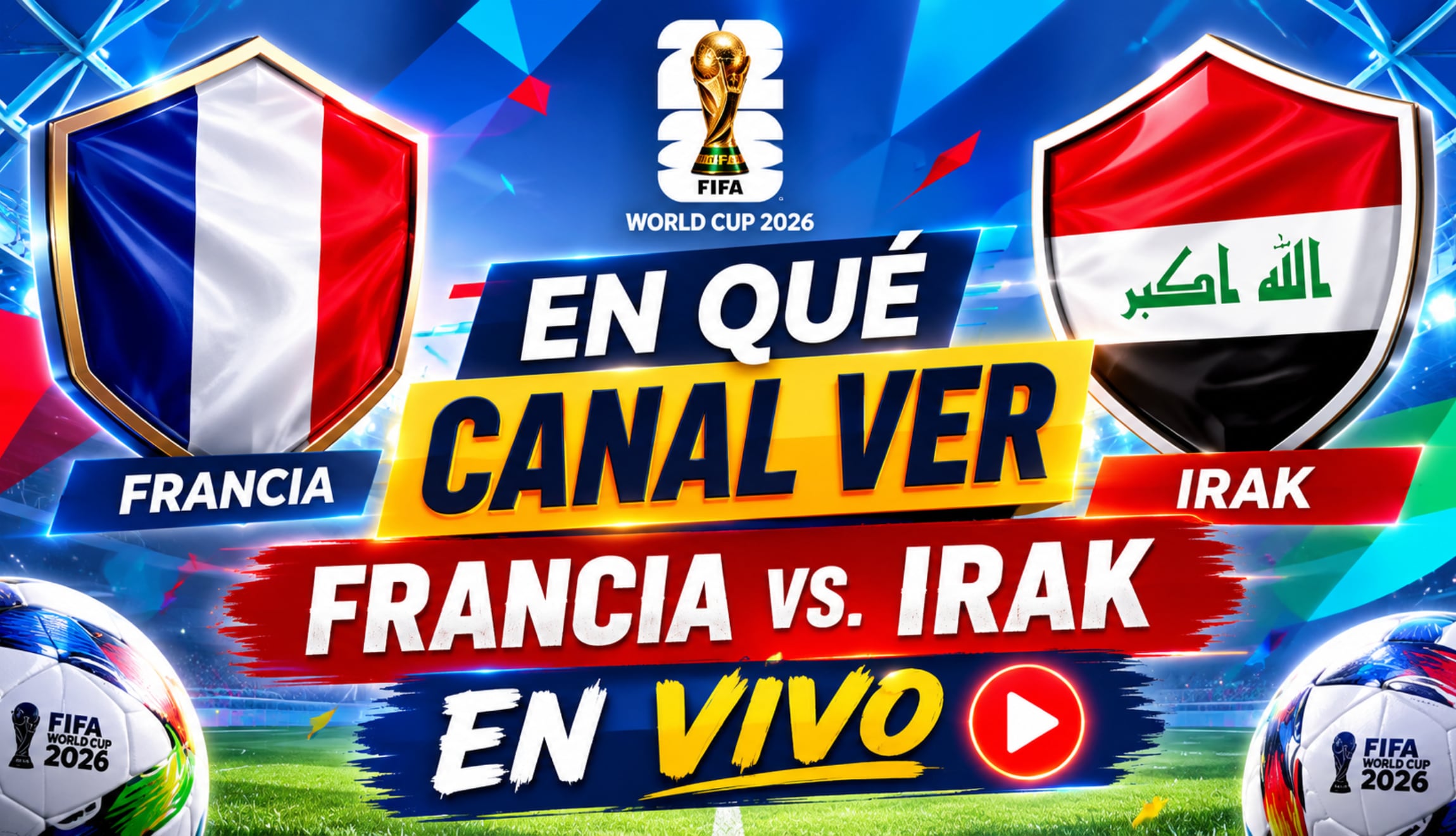 Consulta los canales de transmisión para ver Francia vs. Irak EN VIVO y EN DIRECTO, este lunes 22 de junio, por la Jornada 2 del Grupo I del Mundial de Fútbol 2026. (Foto: Imagen creada por Gestión Mix utilizando la IA de Chat GPT)