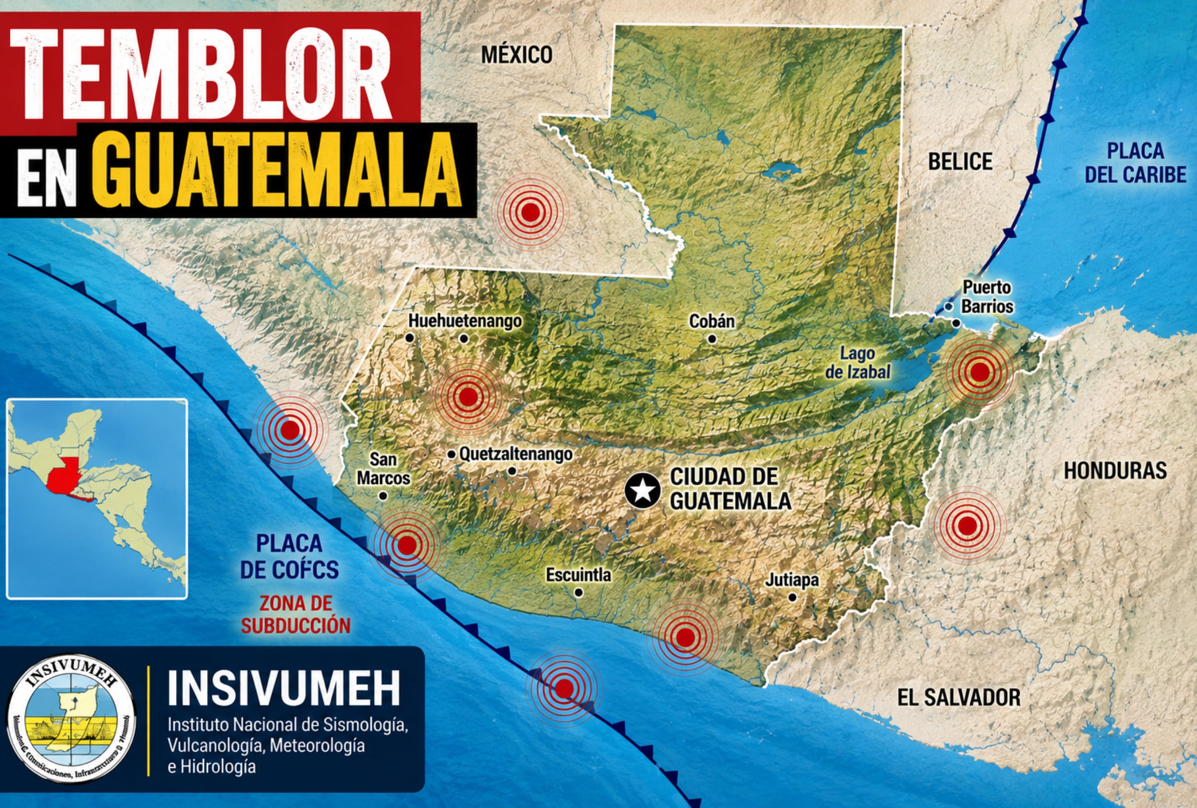 CIUDAD DE GUATEMALA (GUATEMALA), 17/08/2026.- Te compartimos los datos sobre dónde y a qué hora fueron registrados los últimos temblores en Guatemala este lunes 17 de agosto, así como su magnitud, profundidad y epicentro, según el reporte del Instituto Nacional de Sismología, Vulcanología, Meteorología e Hidrología (INSIVUMEH). FOTO DE NOÉ YACTAYO