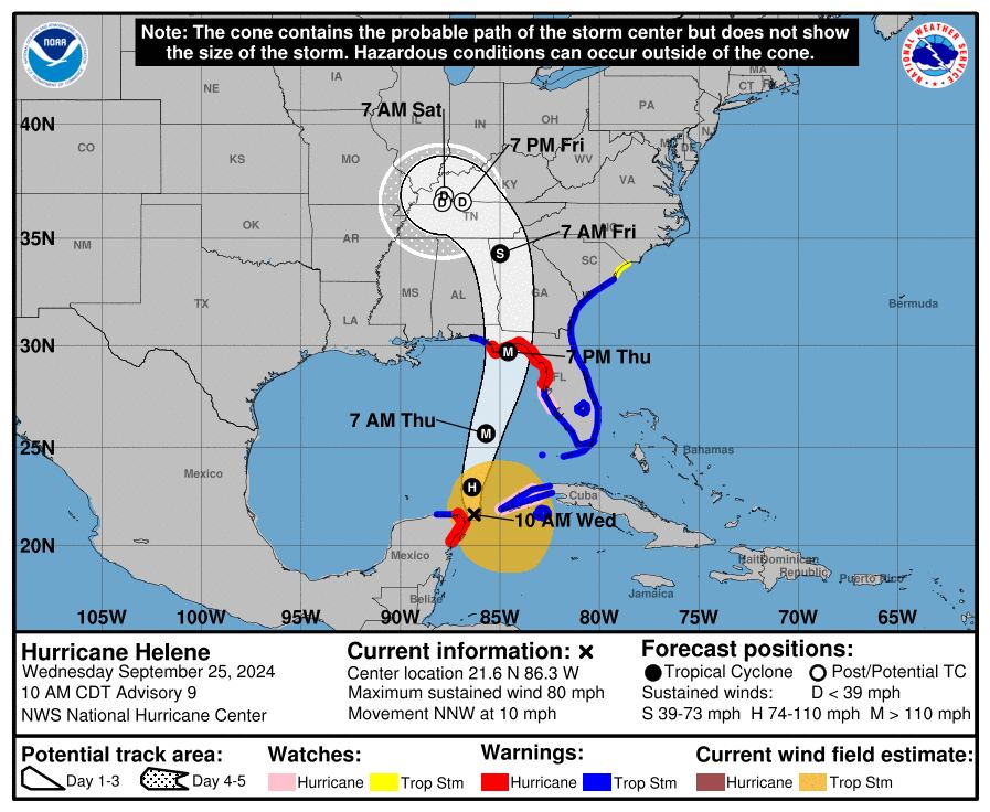 La trayectoria del huracán Helene. (NHC).