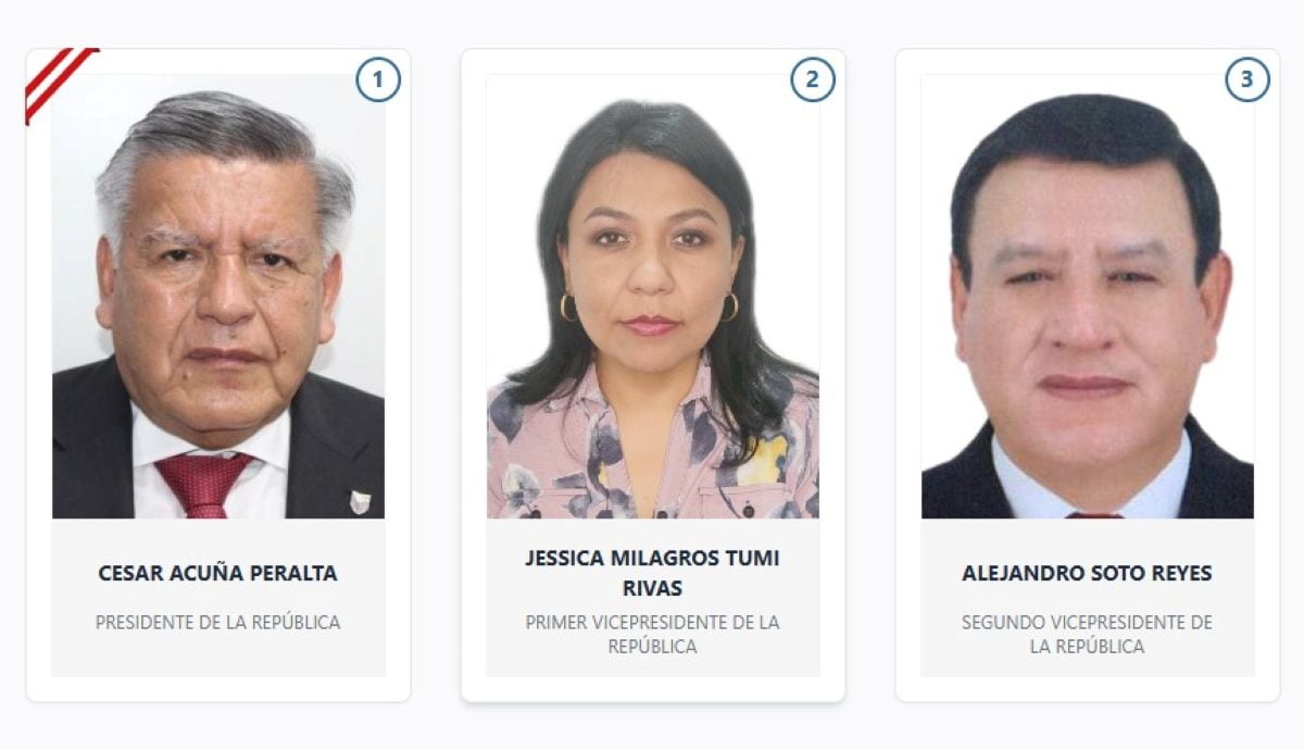 Integrantes de la plancha presidencial del partido Alianza Para el Progreso. Foto: JNE.