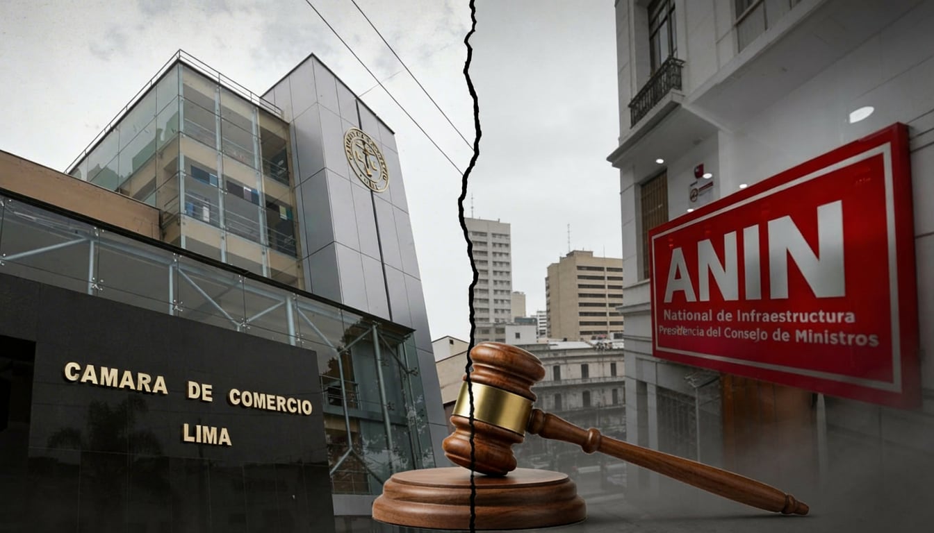 La CCL acusa también que esta directiva reducirá la competencia en las licitaciones de la ANIN, pero la entidad lo descarta. Fotocomposición: Perplexity, Alessandro Azurín, Diario Gestión.