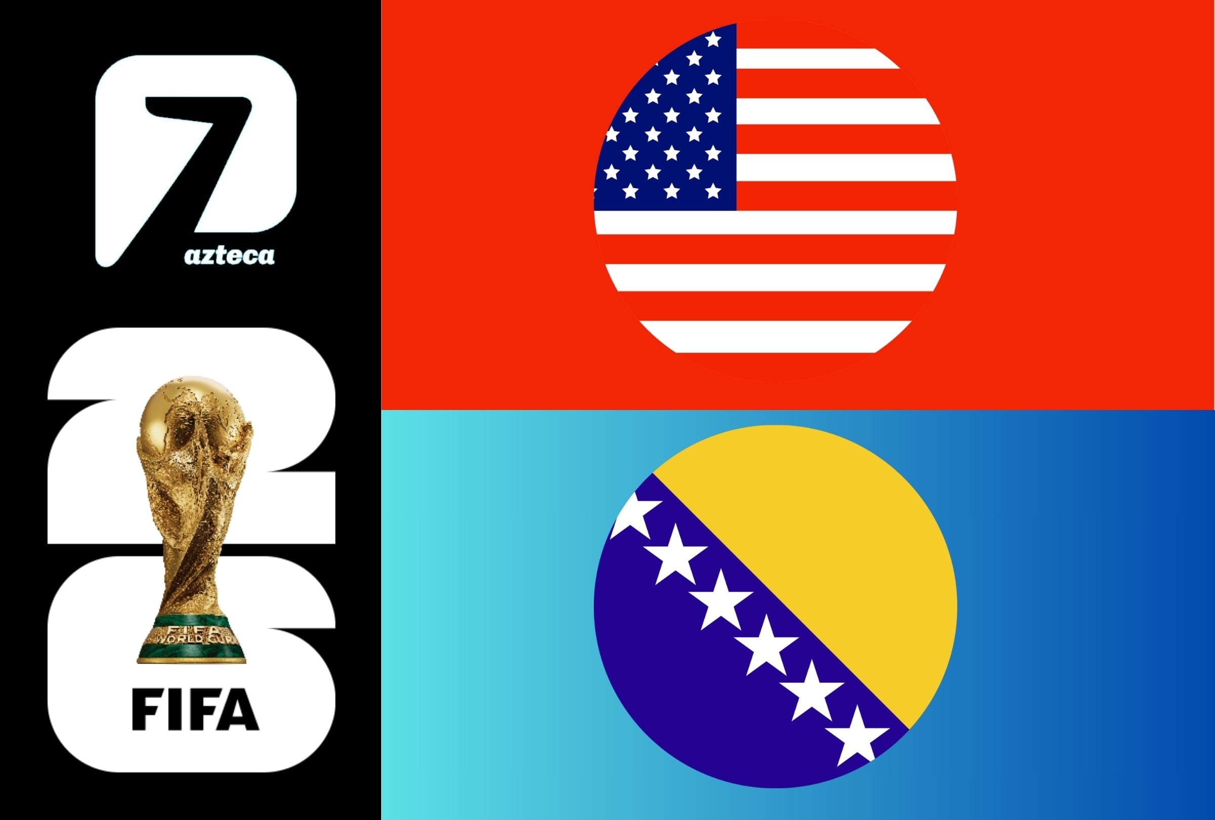 TV Azteca (Canal 7) transmite el partido de 16vos de final entre Estados Unidos vs. y Bosnia y Herzegovina EN VIVO y EN DIRECTO este miércoles 1 de julio por la Copa Mundial 2026. (Foto: Composición Depor)