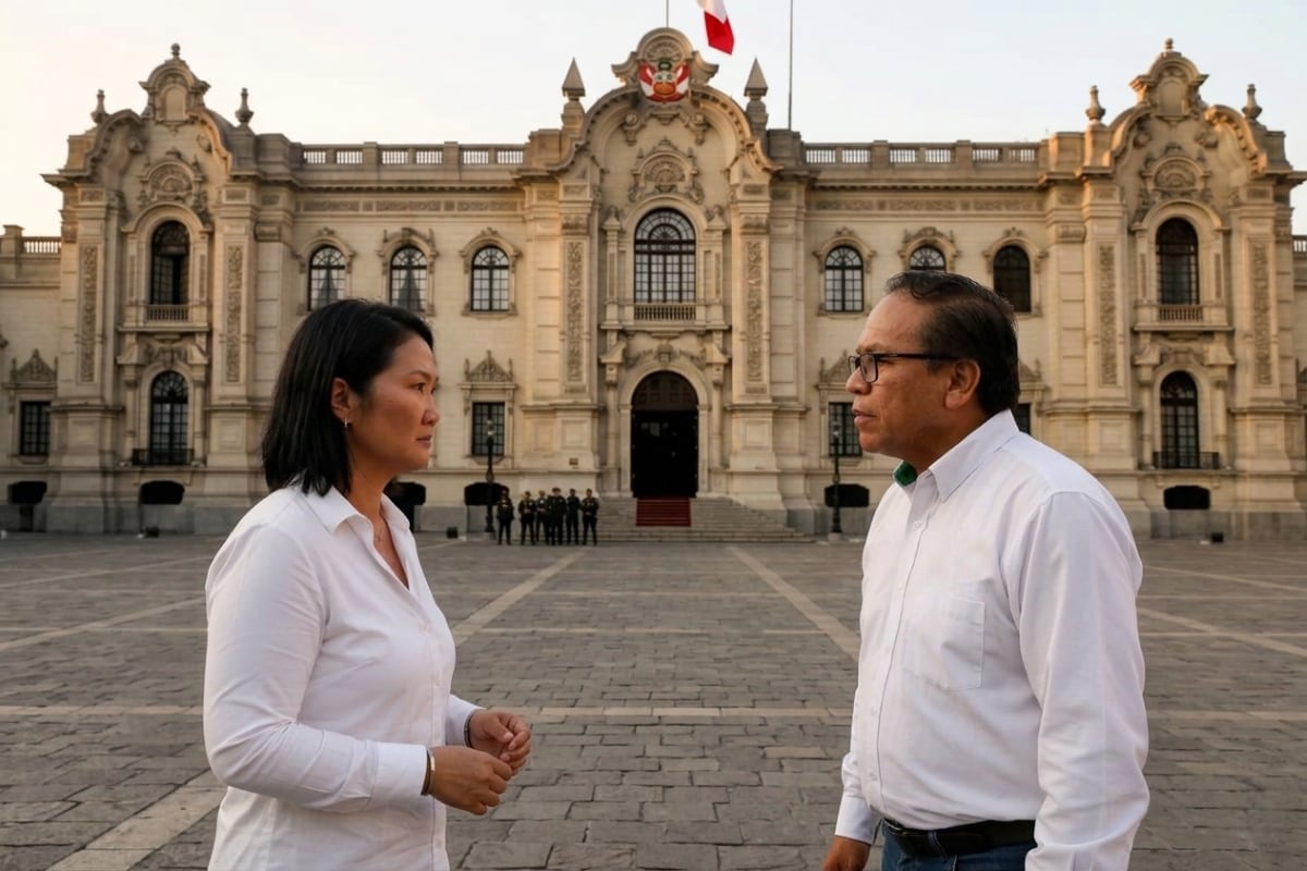 Keiko Fujimori lidera en Lima y norte, mientras Roberto Sánchez concentra mayor respaldo en centro, sur y oriente, de acuerdo con Datum Internacional. Foto: Composición Gestión/ Chat GPT.