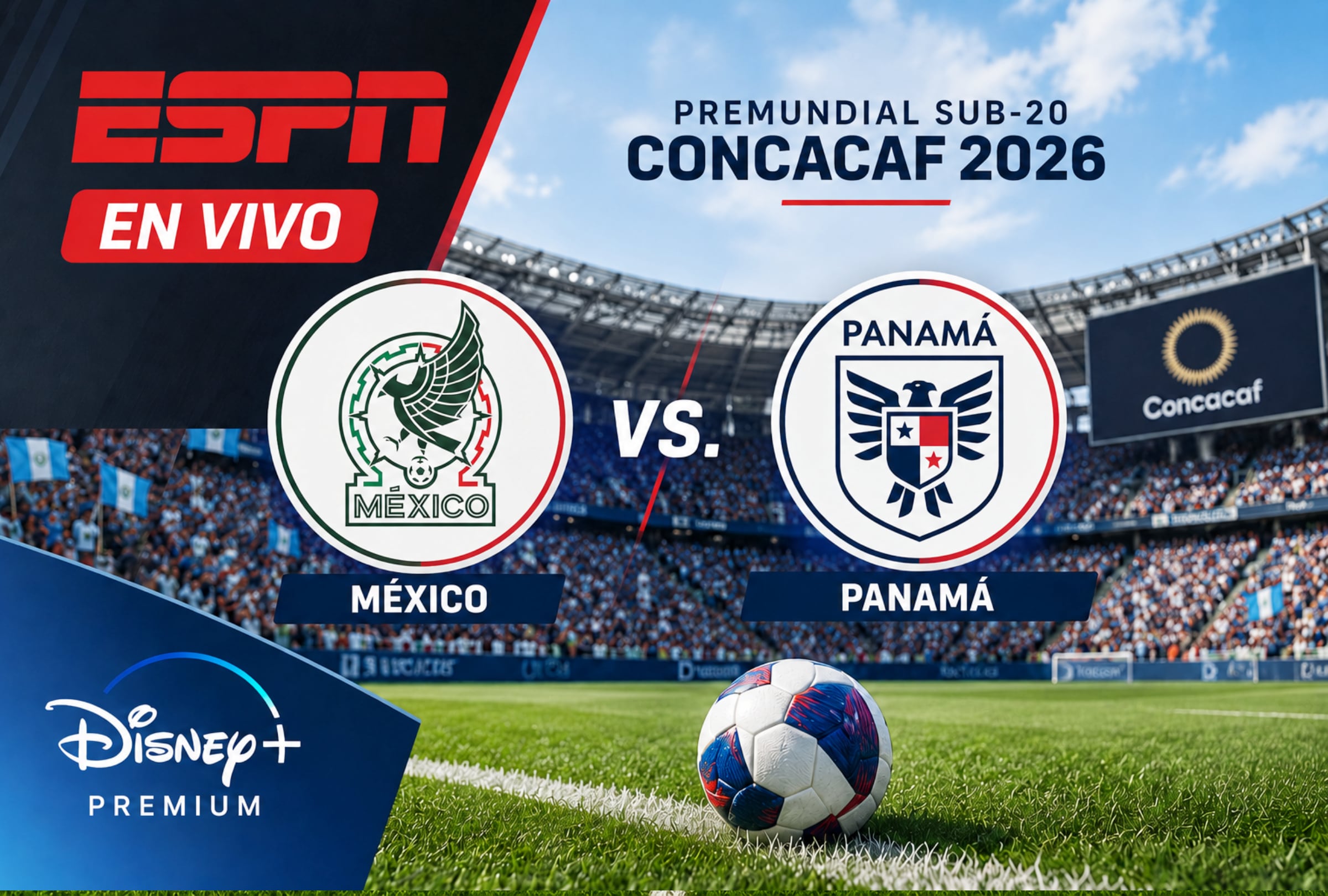 PUEBLA (MÉXICO), 05/08/2026.- Cobertura oficial de ESPN (Disney Plus Premium) EN VIVO ONLINE EN DIRECTO para ver el partido México vs. Panamá hoy por los cuartos de final del Preolímpico Sub-20 de Concacaf en el Estadio Cuauhtémoc de Puebla, México. FOTO DE NOÉ YACTAYO