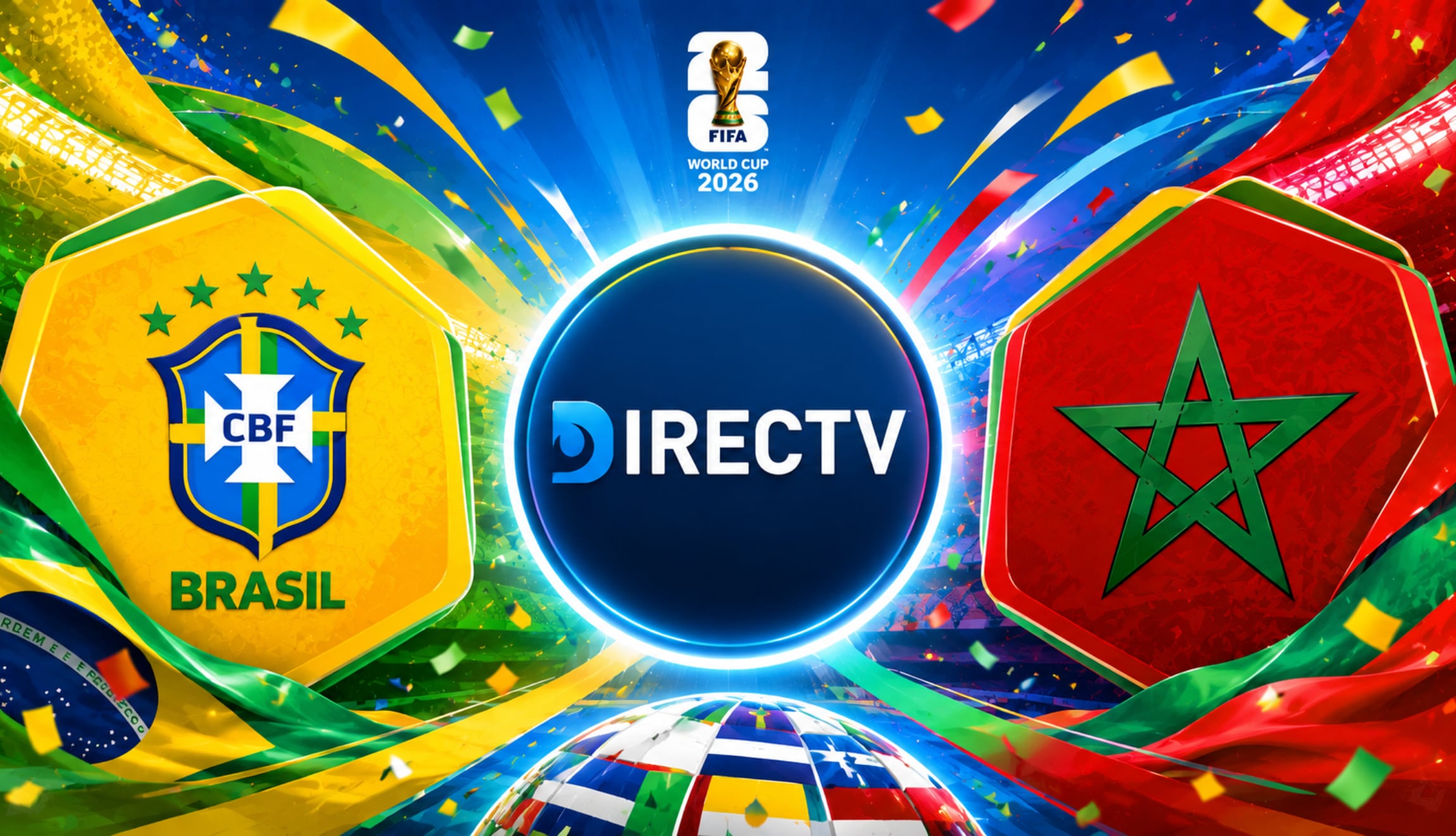 Señal de DIRECTV para ver el partido de Brasil vs. Marruecos desde Latinoamérica, este sábado 13 de junio, por la Jornada 1 del Grupo C del Mundial de Fútbol 2026. (Foto: Imagen creada por Gestión Mix utilizando la IA de Chat GPT)