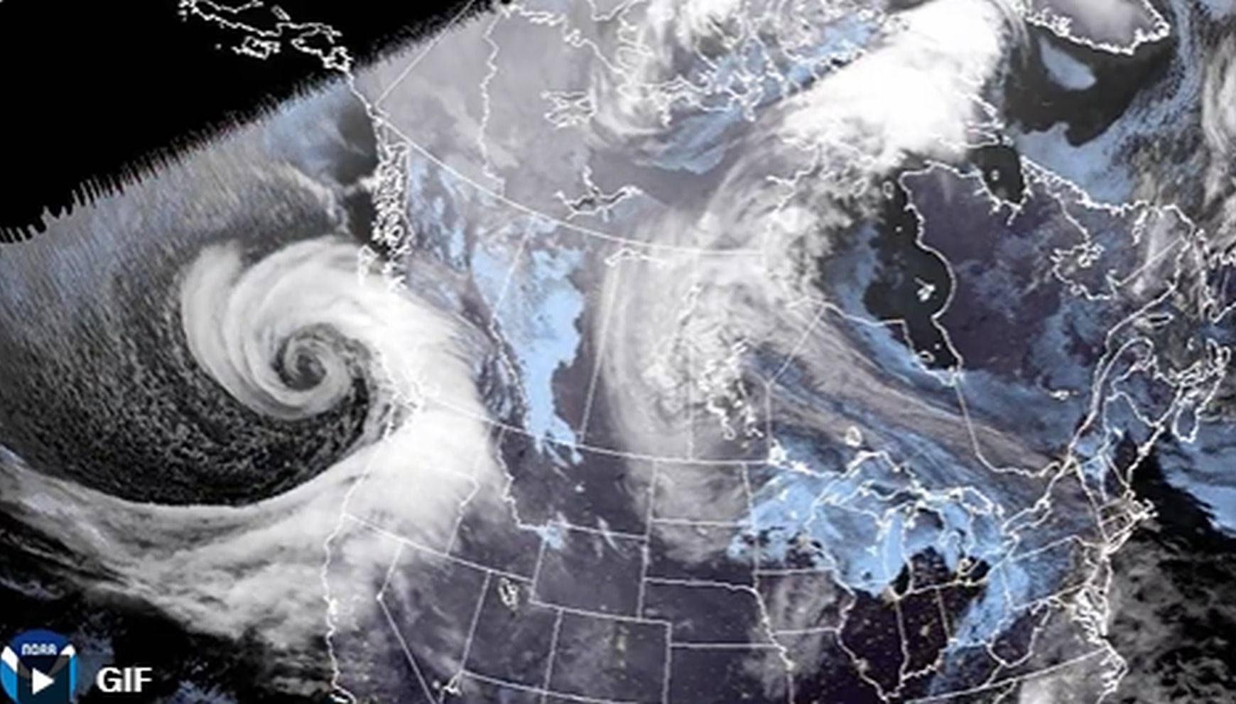El ciclón bomba al noroeste de Estados Unidos causa estragos en varias zonas del país (Foto: NOAA)