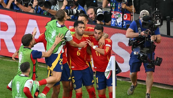 Mikel Merino celebra el gol de la victoria (2-1) de España sobre Alemania en los cuartos de final de la Eurocopa 2024. (Foto: MIGUEL MEDINA / AFP)