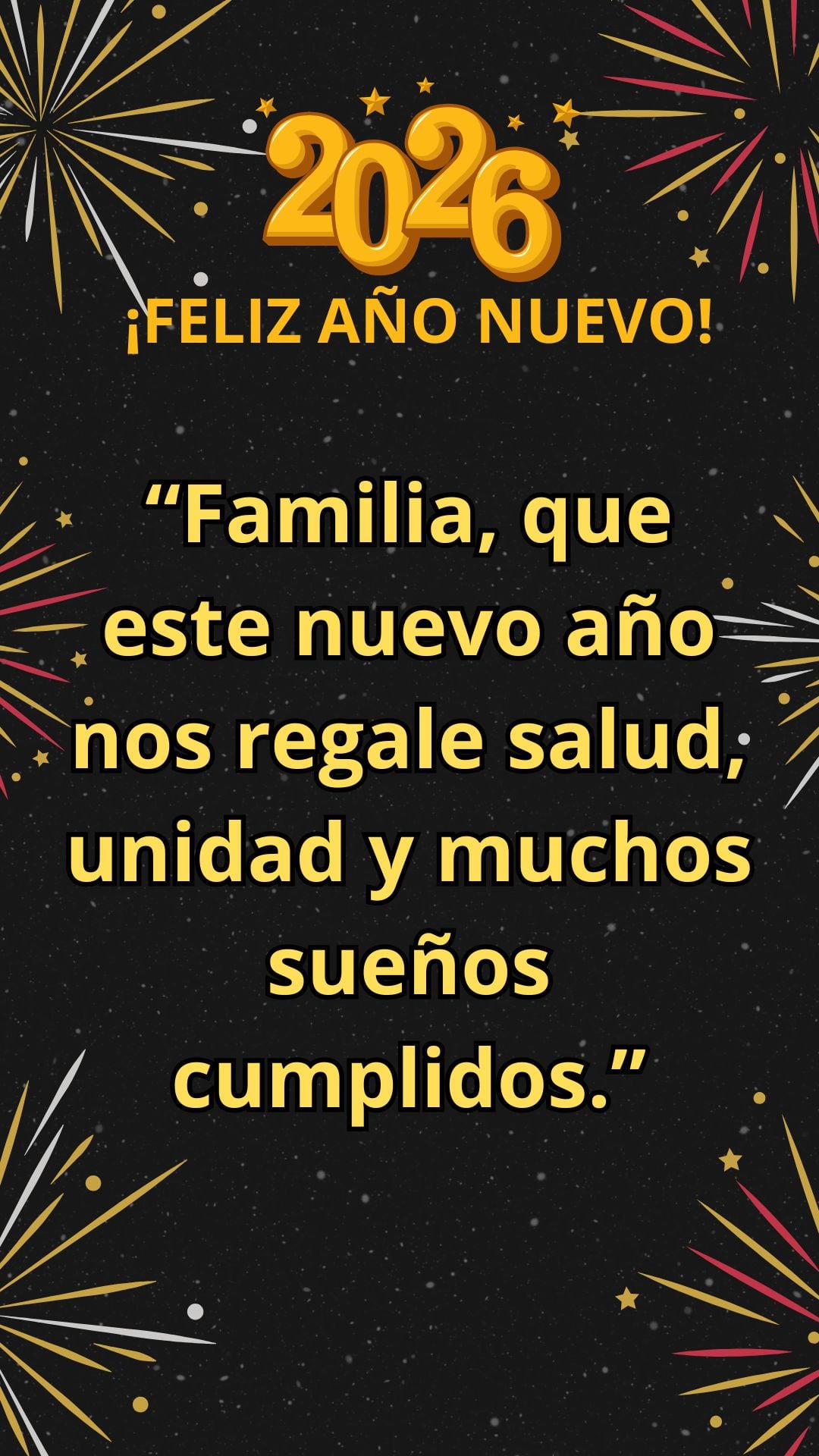 ESTADOS UNIDOS, 31/12/2025.- “A mi familia: gracias por ser mi fuerza. Que este nuevo año nos encuentre unidos y felices.” FOTO DE CANVA.COM