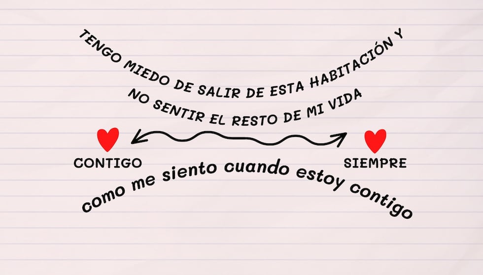 Tengo miedo de salir de esta habitación y no sentir el resto de mi vida como me siento cuando estoy contigo. | Crédito: Canva / Composición Mix