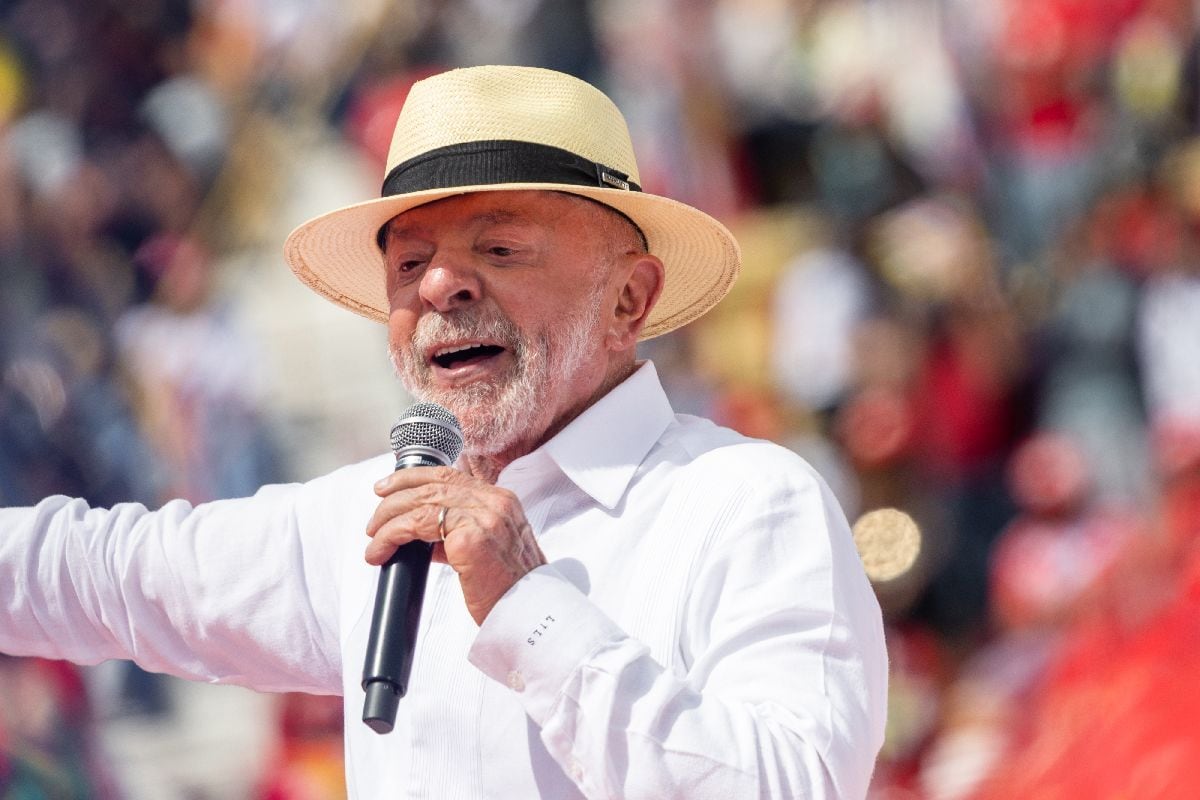 Luiz Inácio Lula da Silva habla durante un mitin de campaña en Sao Bernardo do Campo el 16 de agosto.