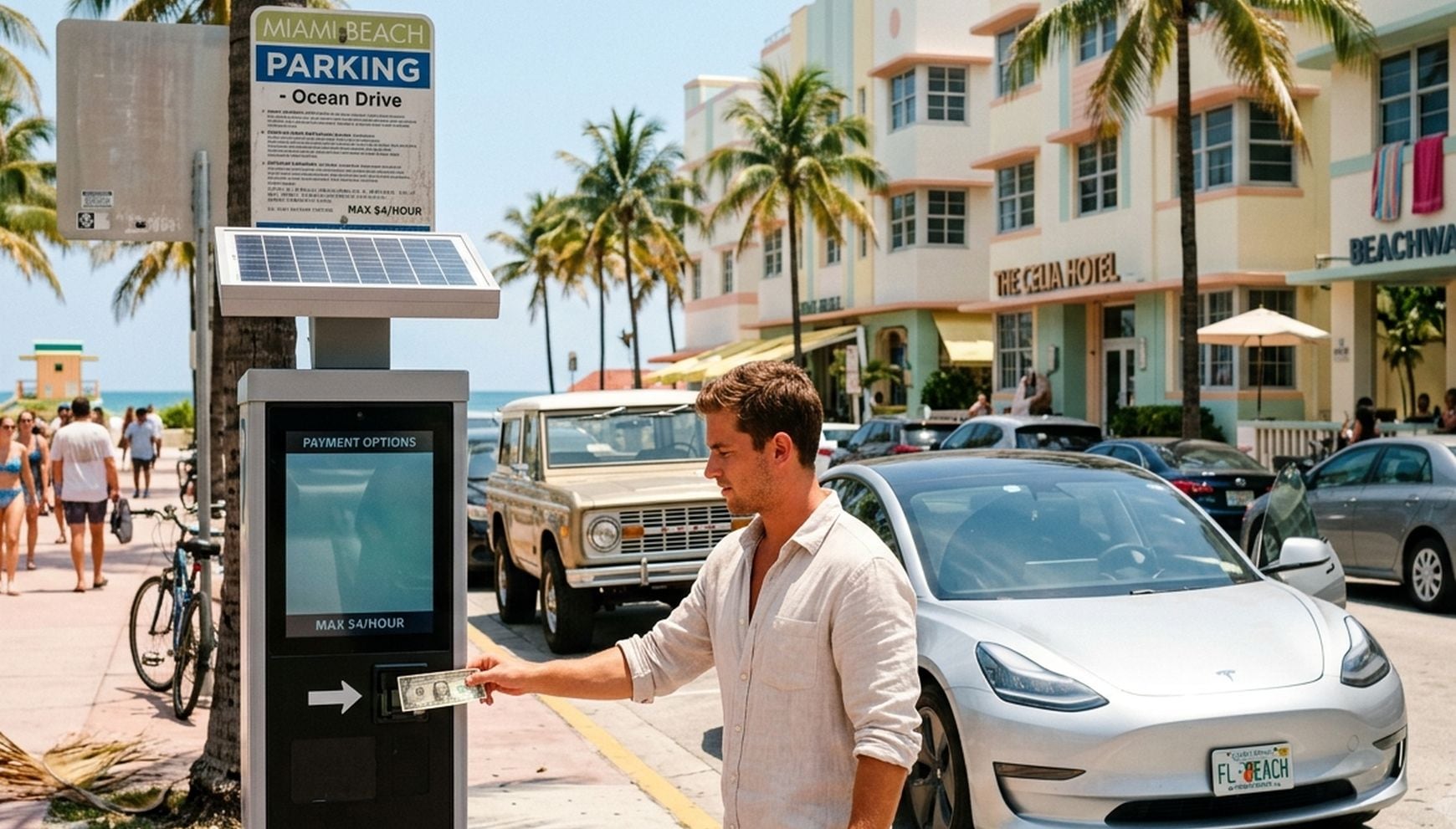 Estacionar por $1 la hora en Miami Beach será posible otra vez: todo sobre la vigencia, los límites y el uso de códigos promocionales (Foto: Imagen creada por Gestión MIX usando Gemini)