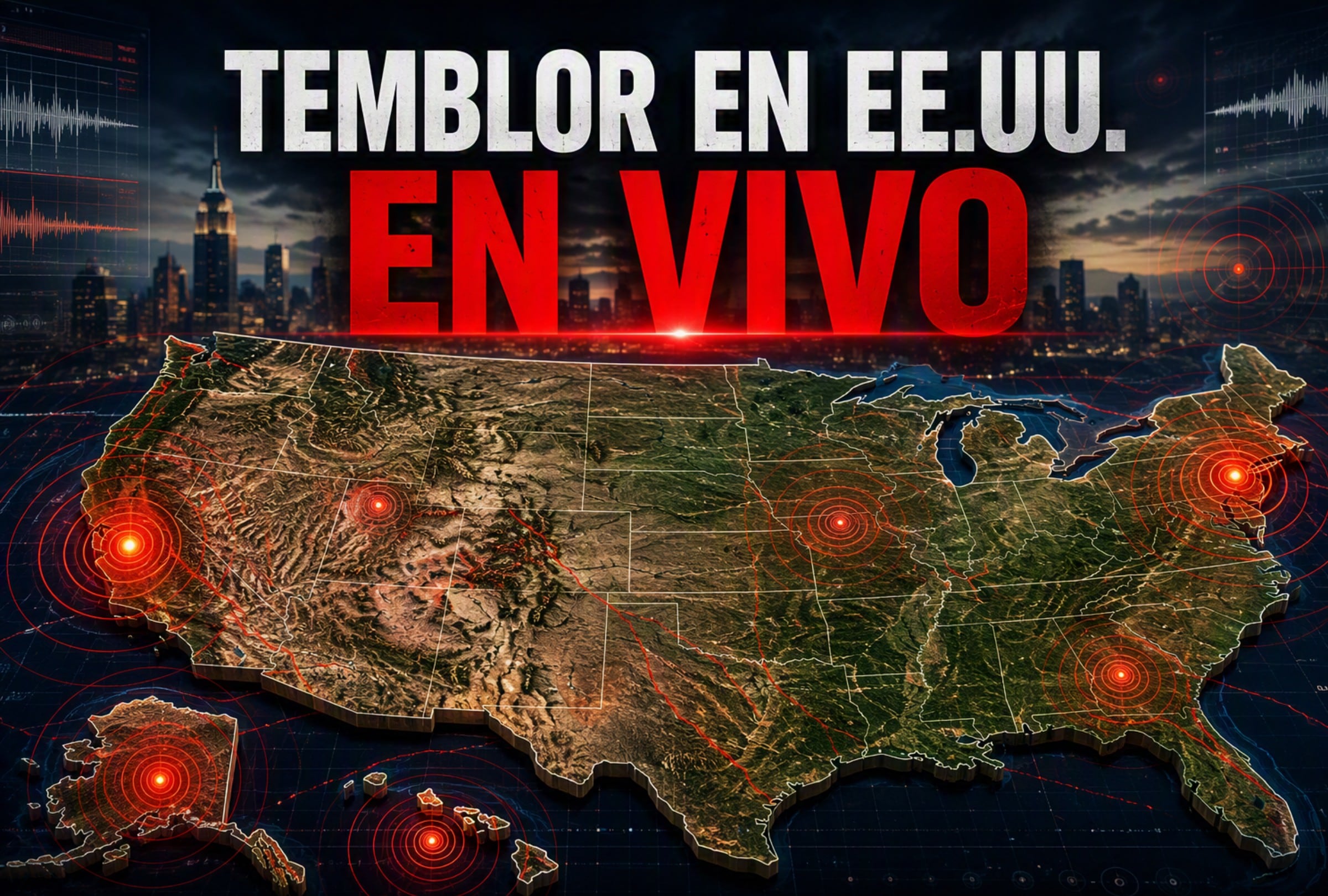 Sigue el reporte oficial del Servicio Geológico de Estados Unidos (USGS, por sus siglas en inglés) sobre los últimos temblores registrados en EE.UU. hoy. (Imagen creada por la IA de Microsoft Copilot).