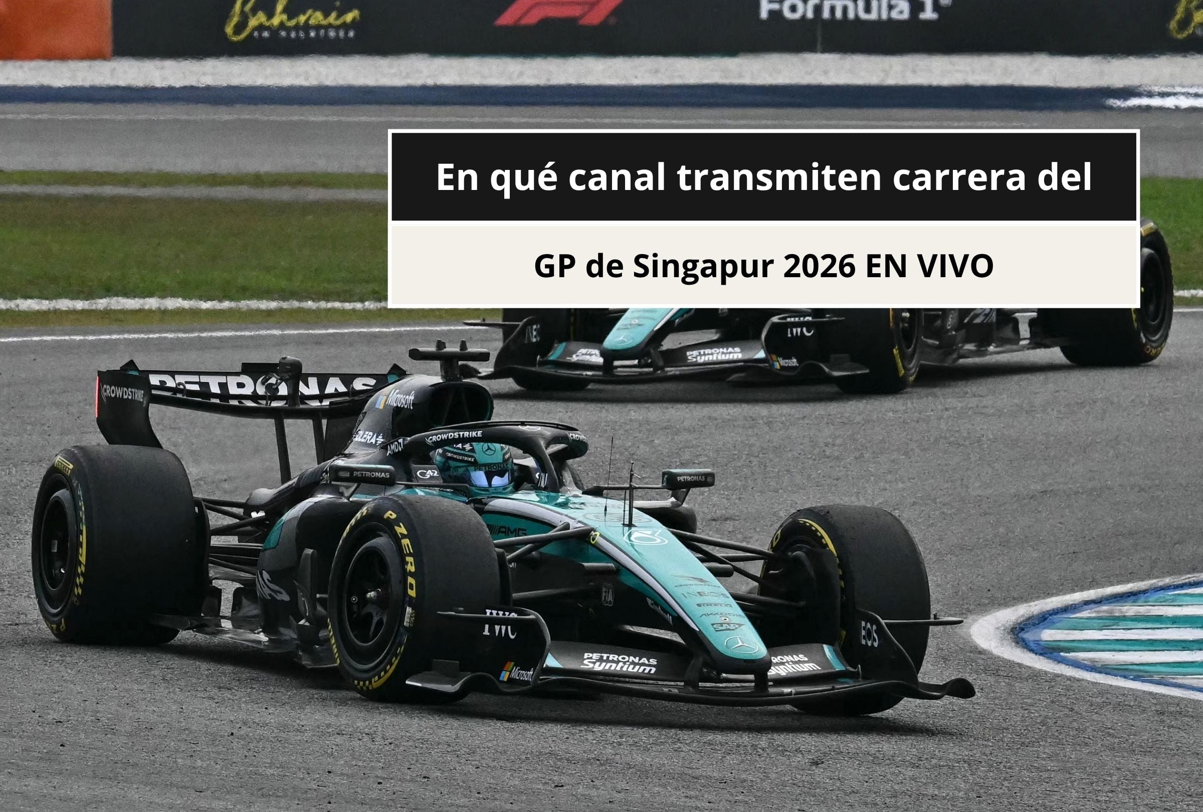 Revisa esta nota para que sepas a qué hora es y en qué canal transmiten la carrera del GP de Singapur 2026. (Foto: LILLIAN SUWANRUMPHA / AFP y Composición Canva - Depor)
