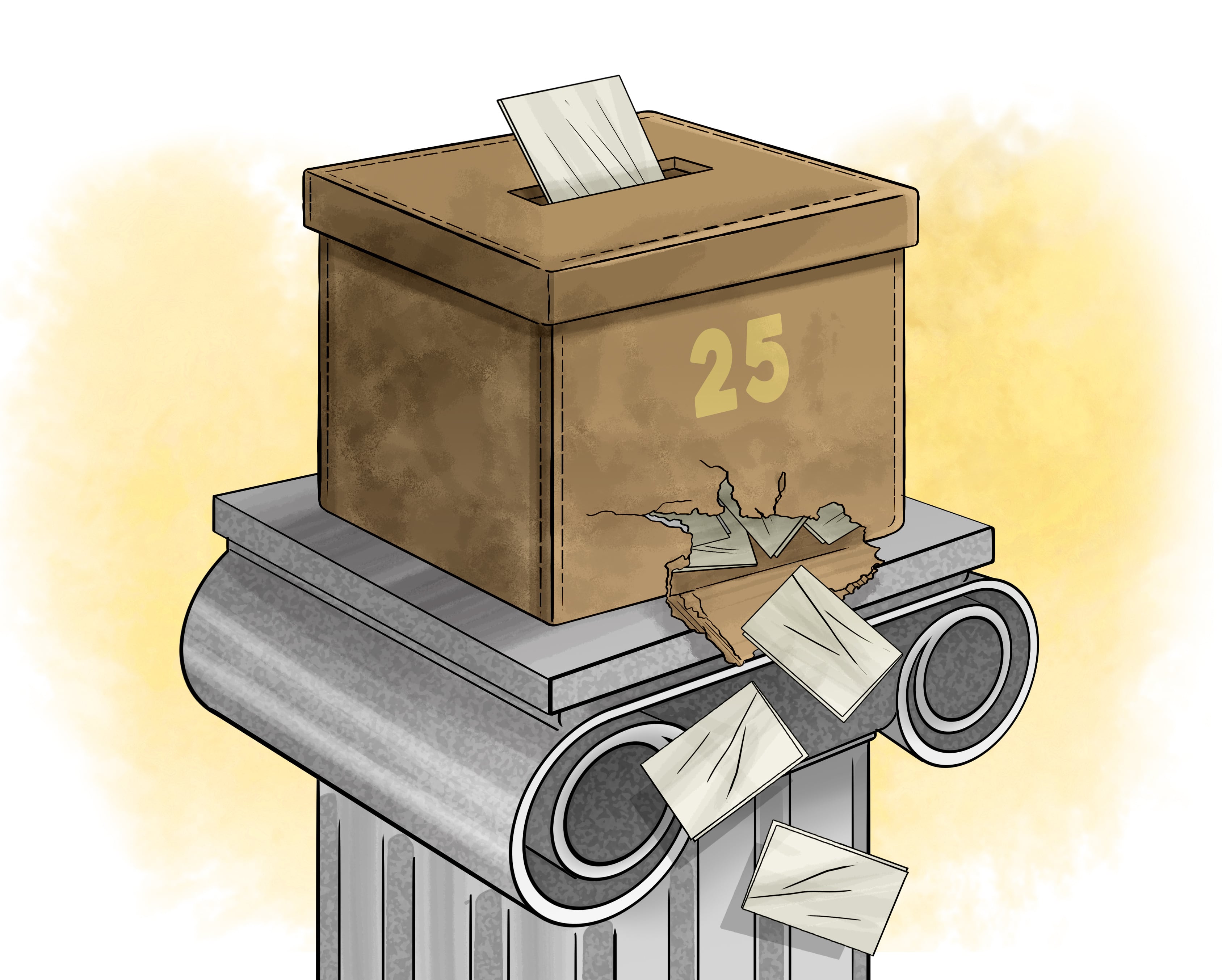 En el 2024, por lo demás, 83 países registraron deterioro de calidades democráticas, sólo 37 mejoraron y 47 se mantuvieron igual. Ilustración: Lavida