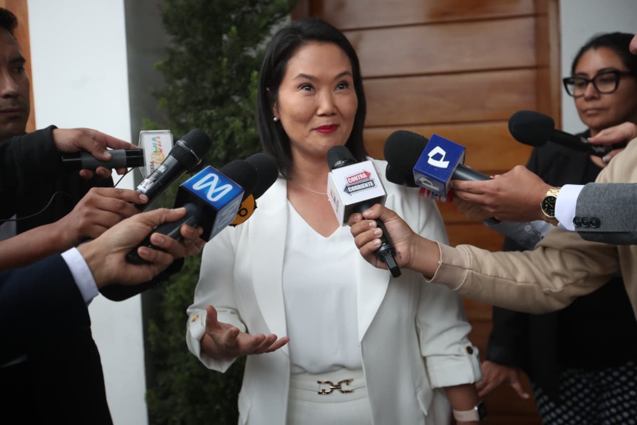 Keiko Fujimori se pronunció tras el 100 % de actas escrutadas por parte de la ONPE y dijo que ahora espera la proclamación del JNE. (Foto: Jesús Saucedo / @photo.gec)