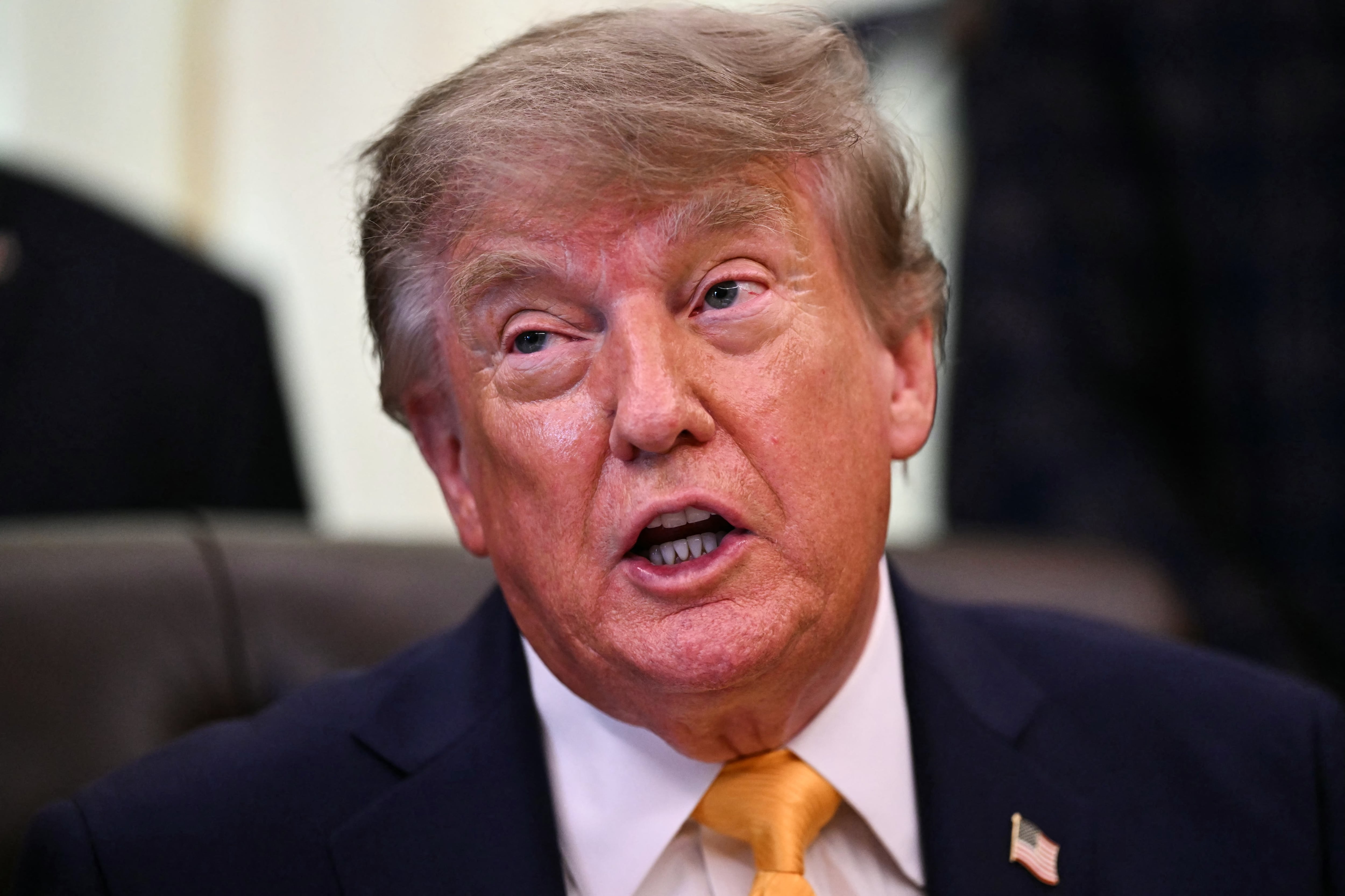 El presidente Trump amenazó con bloquear las ventas de Bombardier su país tras el anuncio de nuevos aranceles de Canadá contra productos estadounidenses. (Foto de Kent NISHIMURA / AFP).