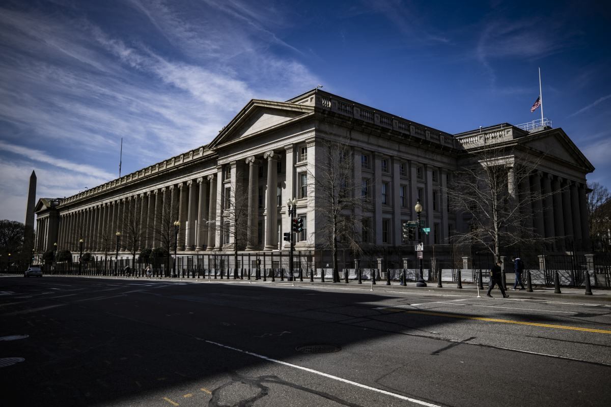 El edificio del Tesoro de Estados Unidos en Washington, DC.