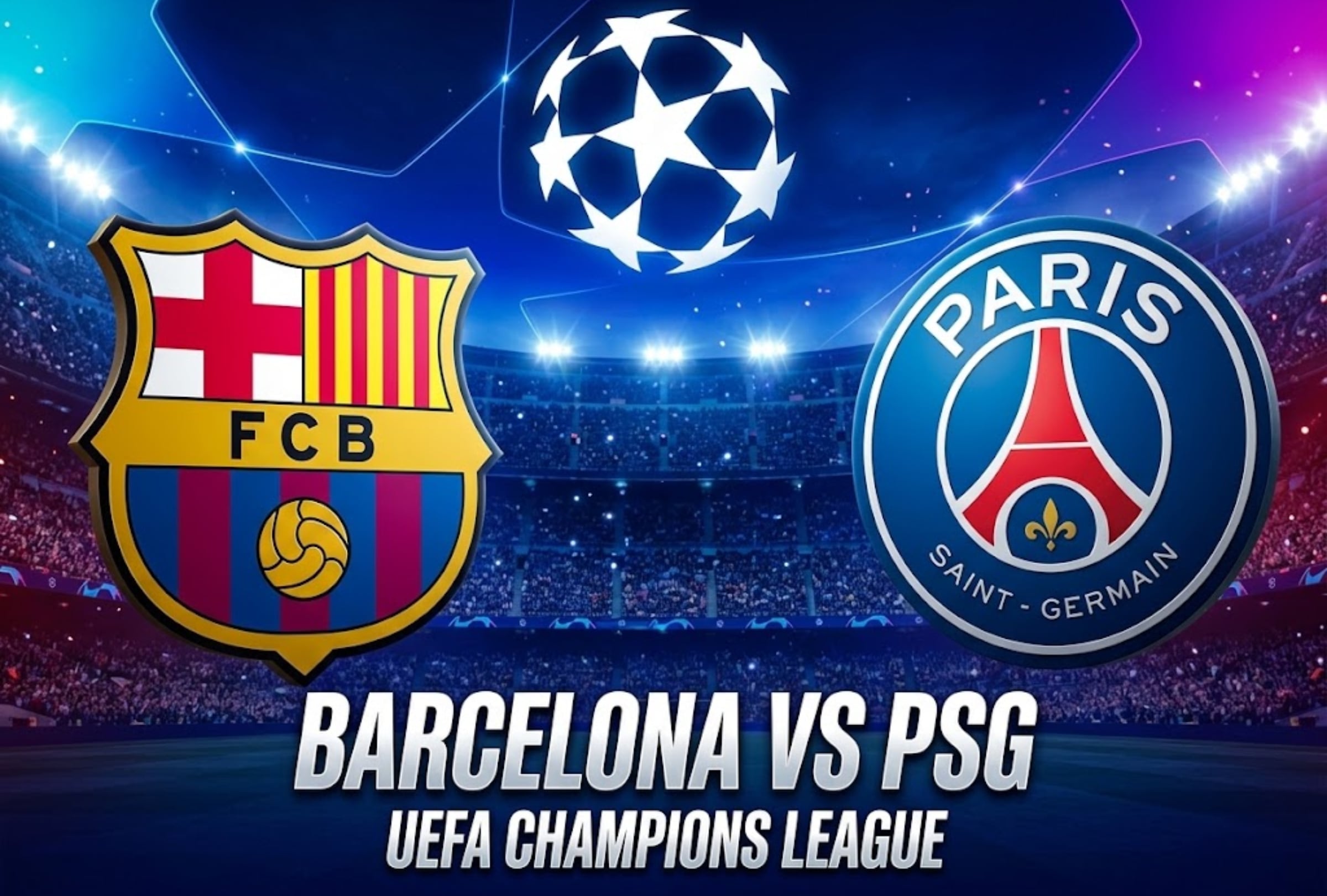 PARÍS (FRANCIA), 20/10/2026. Canales de TV que transmitirán EN VIVO el partido Barcelona vs. PSG en México, Estados Unidos y España. Hoy juegan por la Champions League. FOTO: Imagen creada por Gemini.