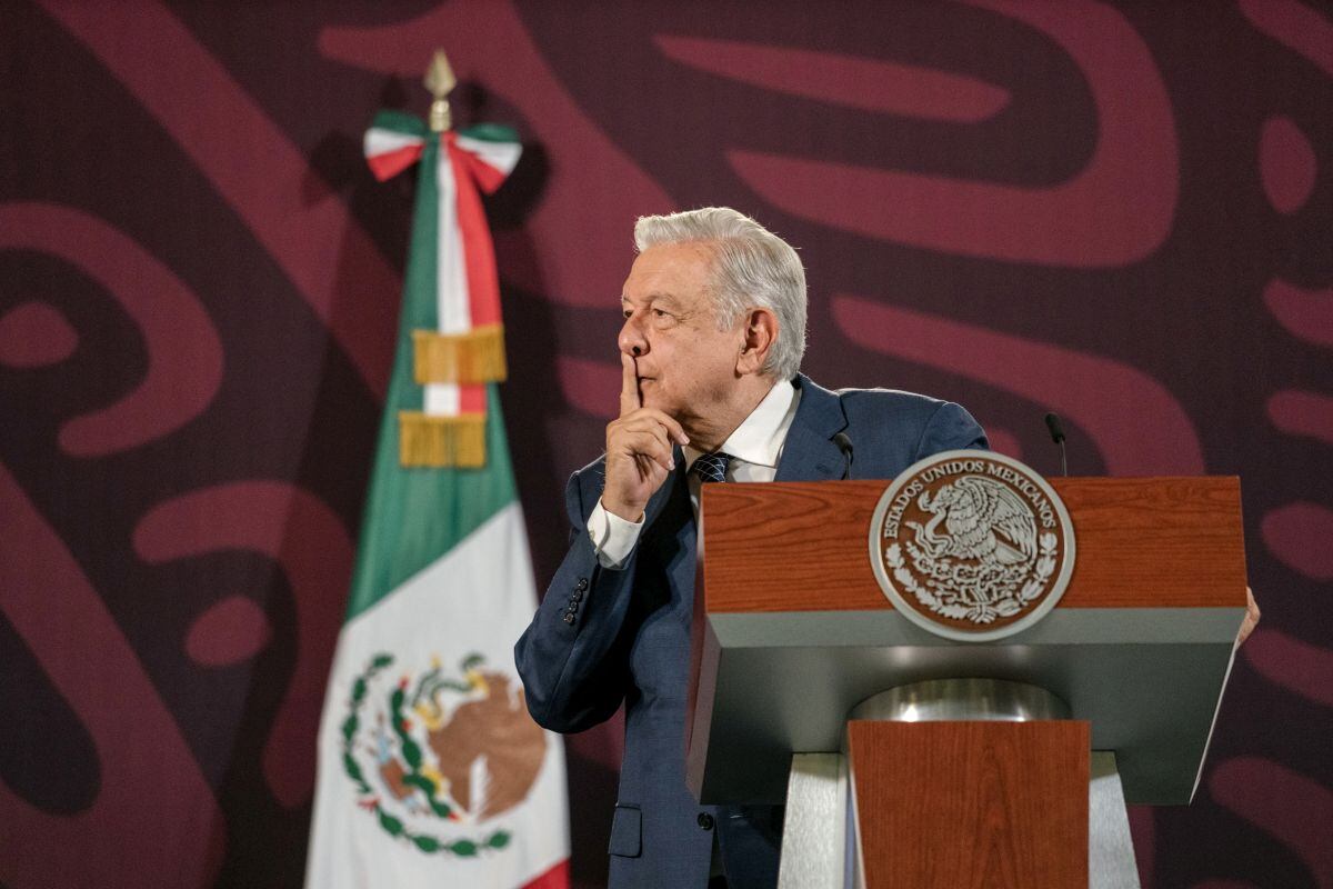 Andrés Manuel López Obrador, presidente de México, durante una conferencia de prensa en el Palacio Nacional en la Ciudad de México, México, el viernes 24 de mayo de 2024. Foto: Bloomberg